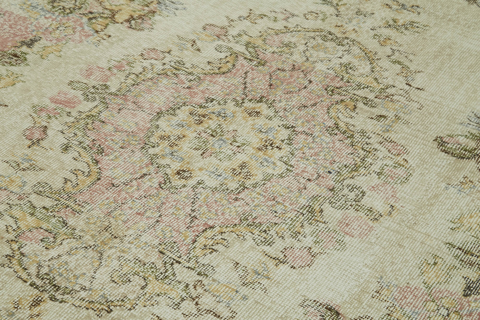 Vintage Wool Area Rug – Handmade Cotton Rug 6x10 Beige Wool Carpet Classic Woven Carpet