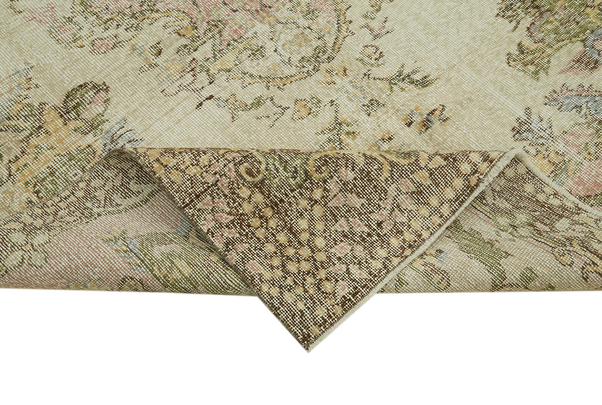 Vintage Wool Area Rug – Handmade Cotton Rug 6x10 Beige Wool Carpet Classic Woven Carpet