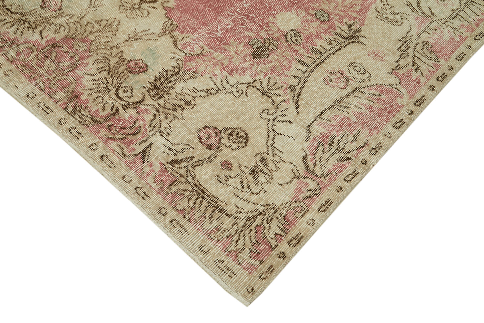 Handmade Wool Area Rug | Vintage Cotton Rug 5'7''x9'7'' - Beige Wool Carpet
