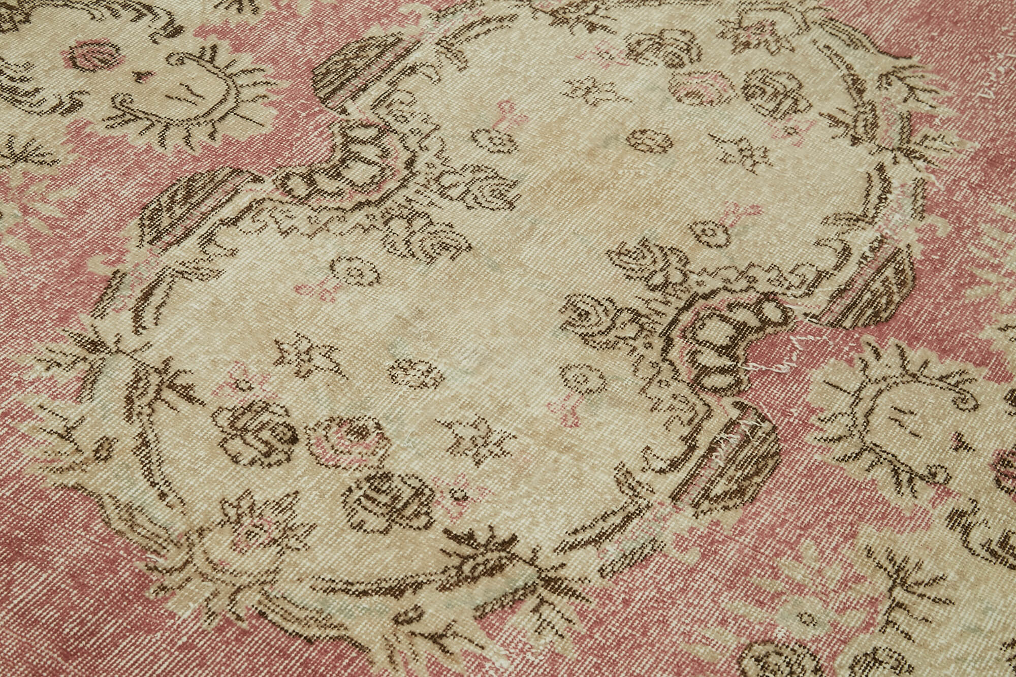 Handmade Wool Area Rug | Vintage Cotton Rug 5'7''x9'7'' - Beige Wool Carpet