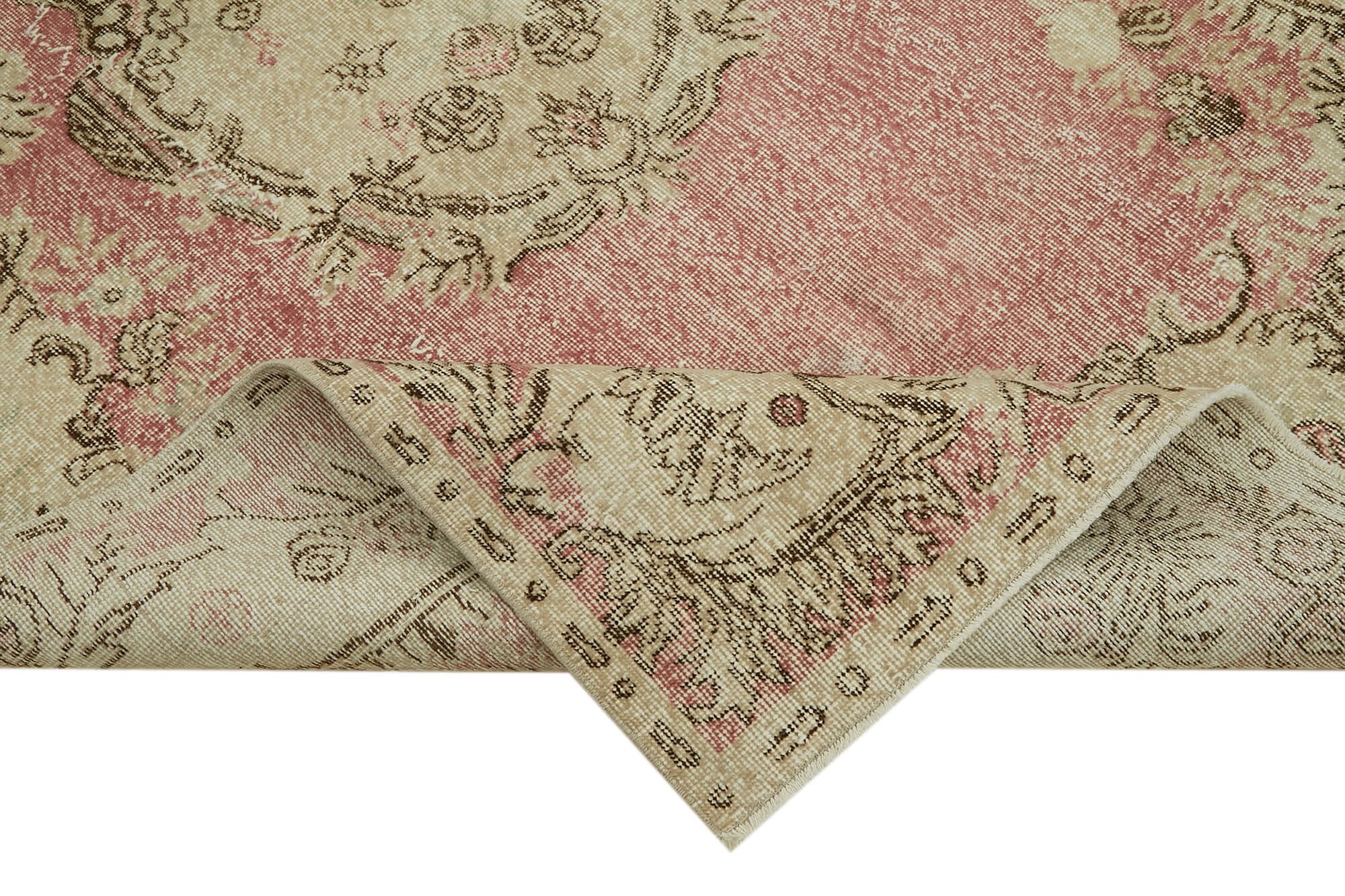 Handmade Wool Area Rug | Vintage Cotton Rug 5'7''x9'7'' - Beige Wool Carpet