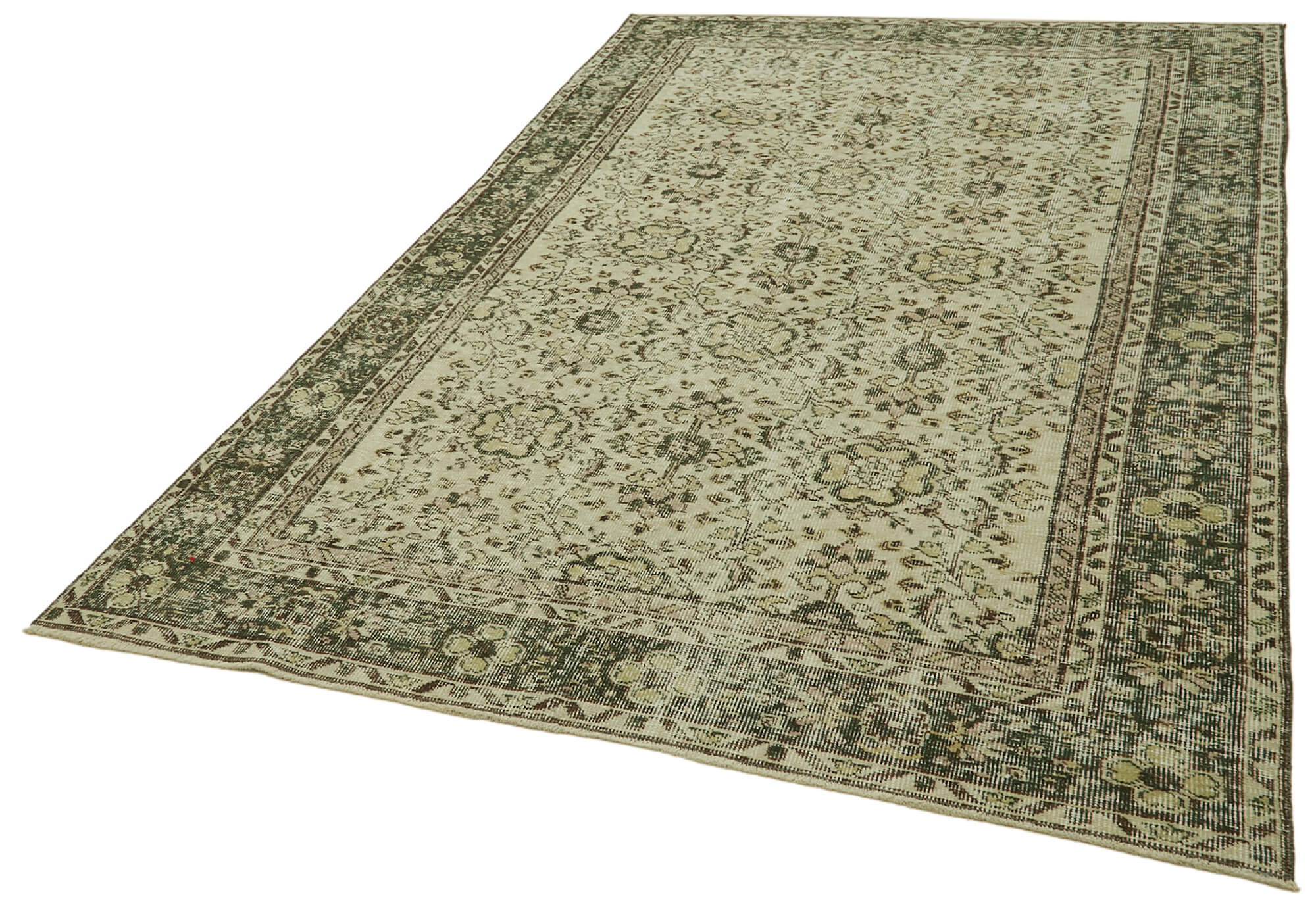 Handmade Wool Area Rug – Vintage Cotton Rug Beige, Soft Vintage Carpet 5'8''x9'1''