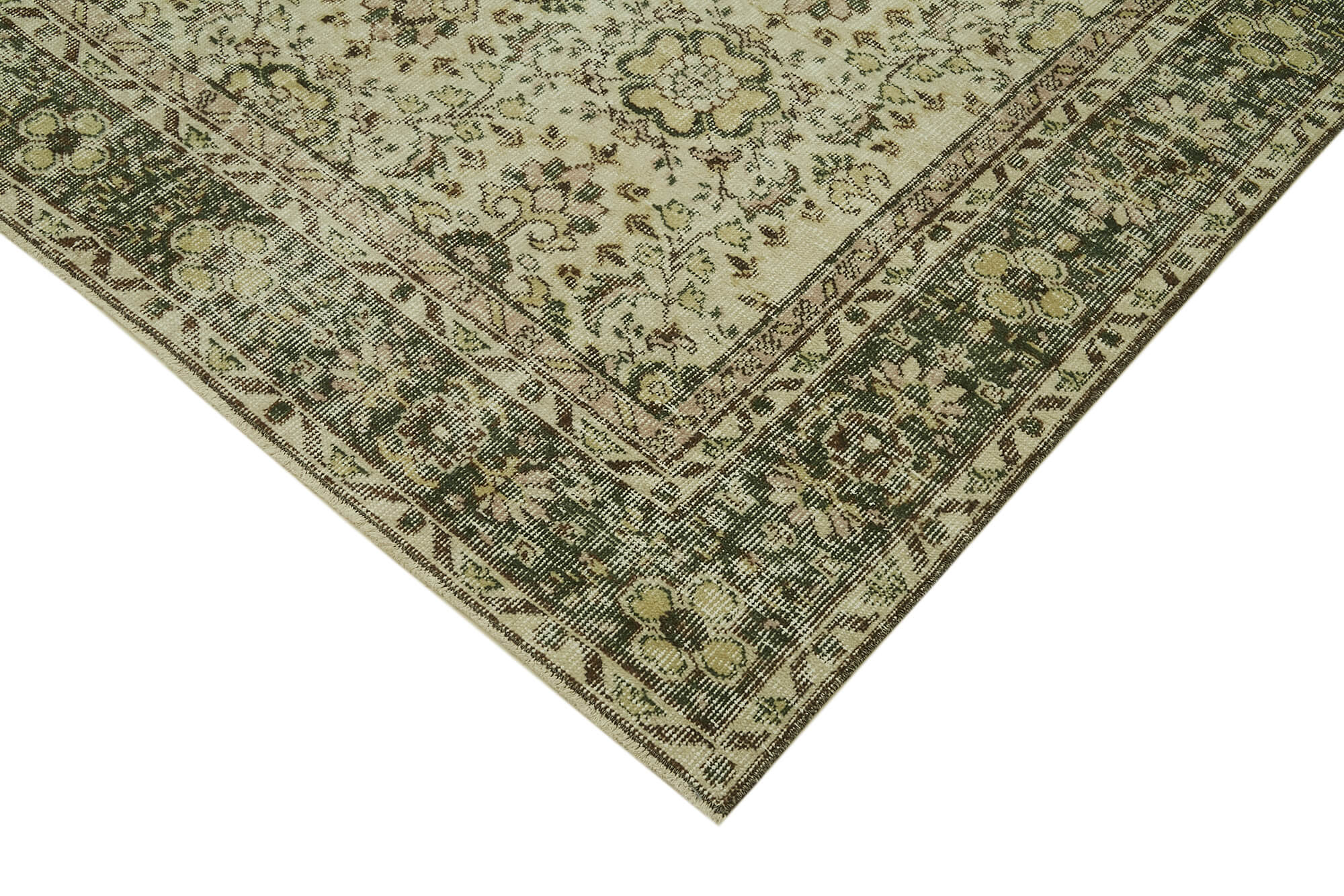 Handmade Wool Area Rug – Vintage Cotton Rug Beige, Soft Vintage Carpet 5'8''x9'1''