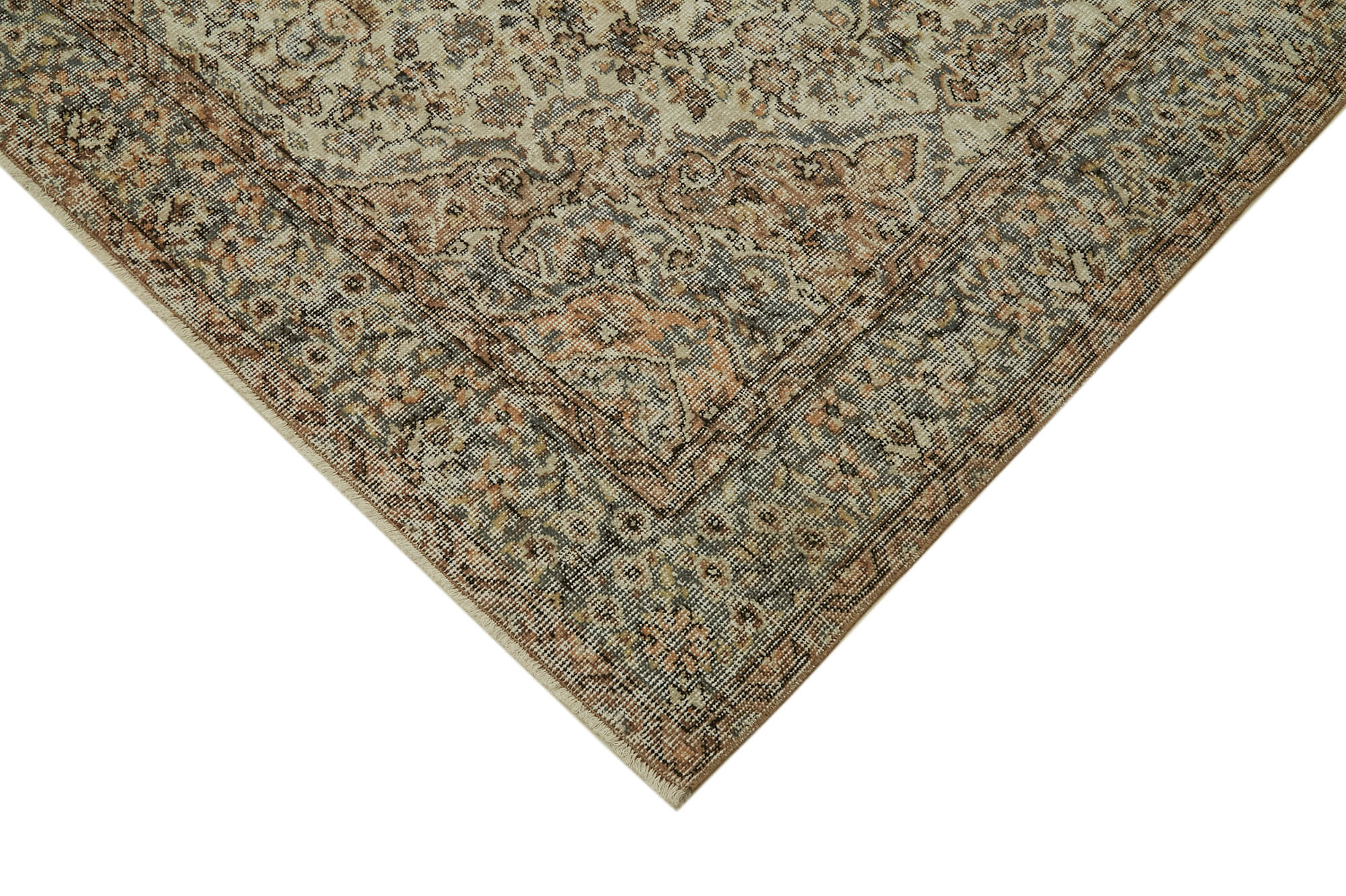 Handmade Wool Area Rug – Vintage Cotton Rug Beige 5'6'' x 9'2'' Classic Living Room Carpet