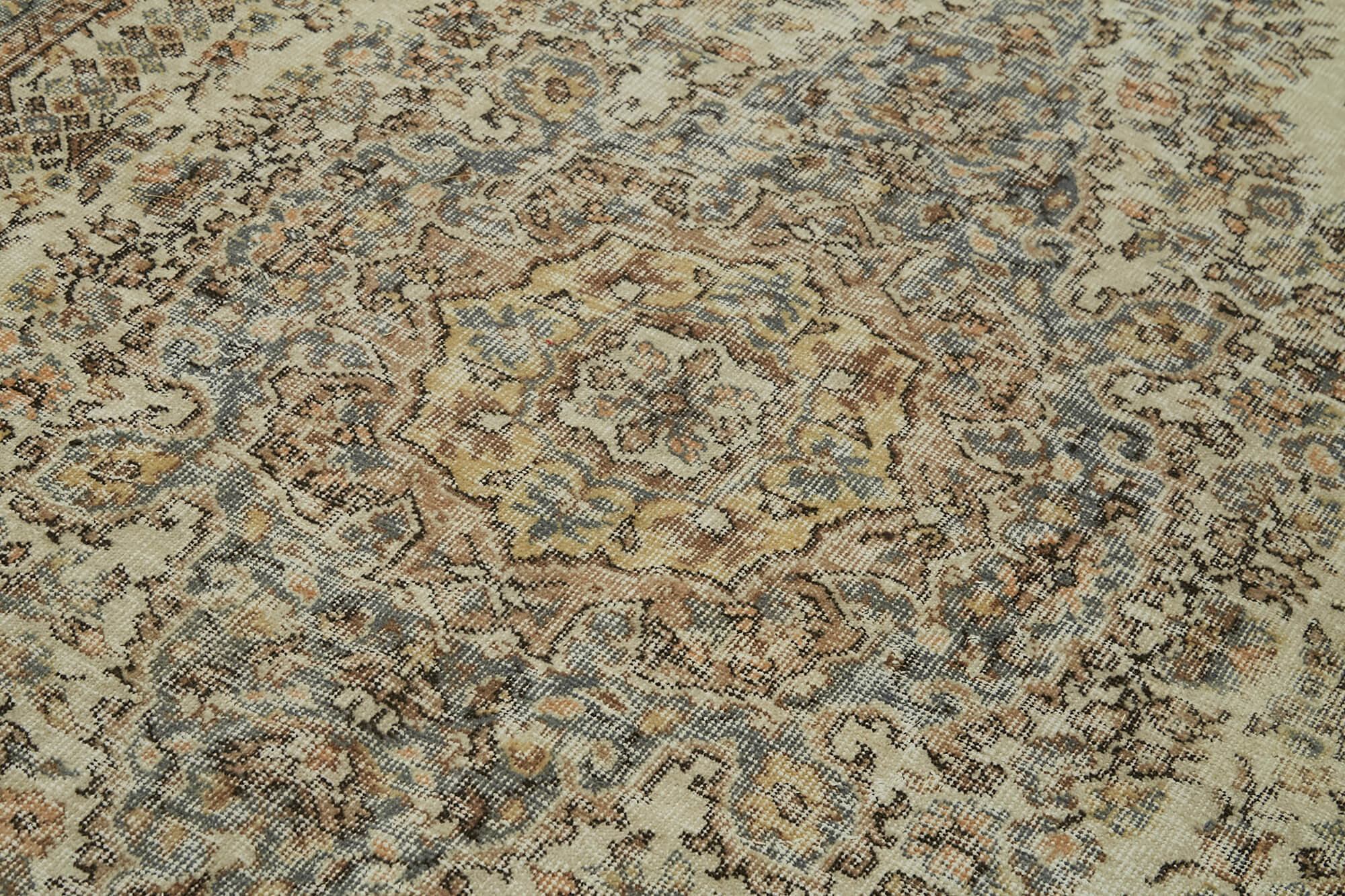 Handmade Wool Area Rug – Vintage Cotton Rug Beige 5'6'' x 9'2'' Classic Living Room Carpet