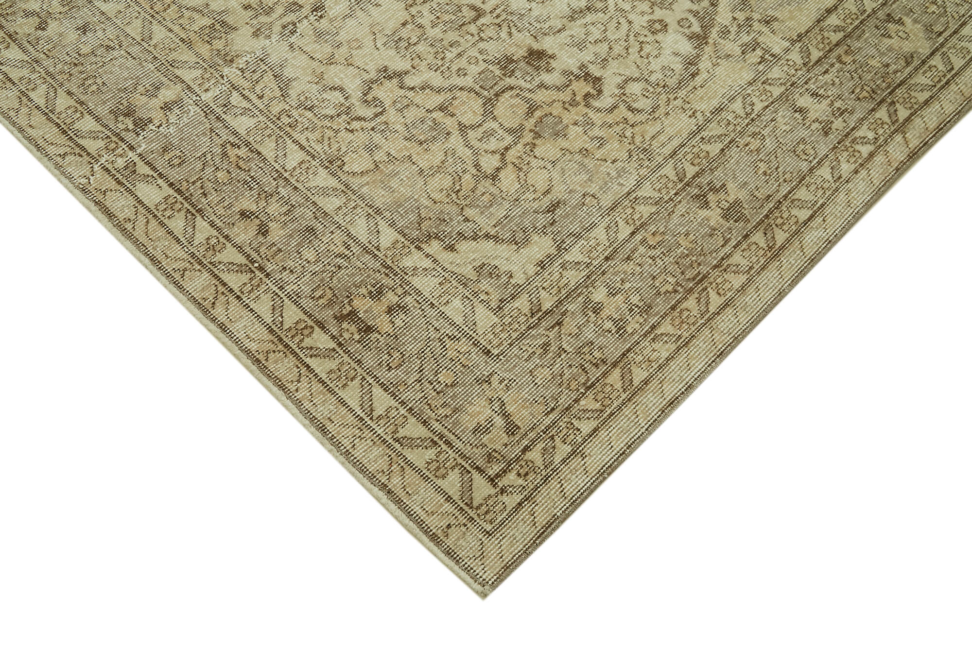 Handmade Vintage Area Rug – Beige Wool Carpet 5'0'' x 8'9'' | Soft Cotton Blend