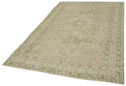 Handmade Wool Area Rug – Vintage Cotton Rug, Beige Wool Carpet 5'5''x8'11''