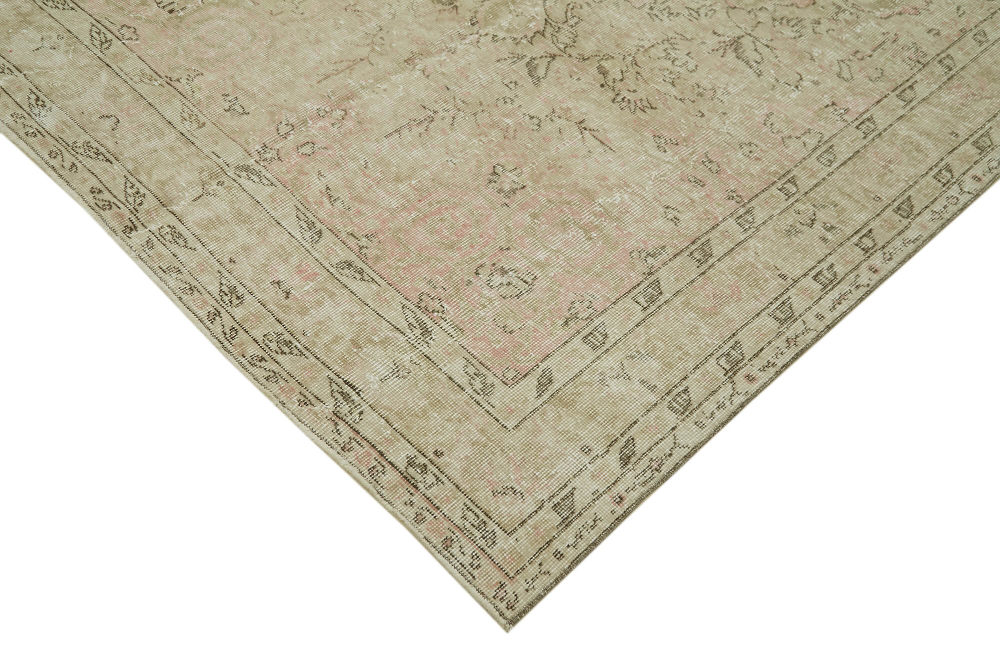 Handmade Wool Area Rug – Vintage Cotton Rug, Beige Wool Carpet 5'5''x8'11''
