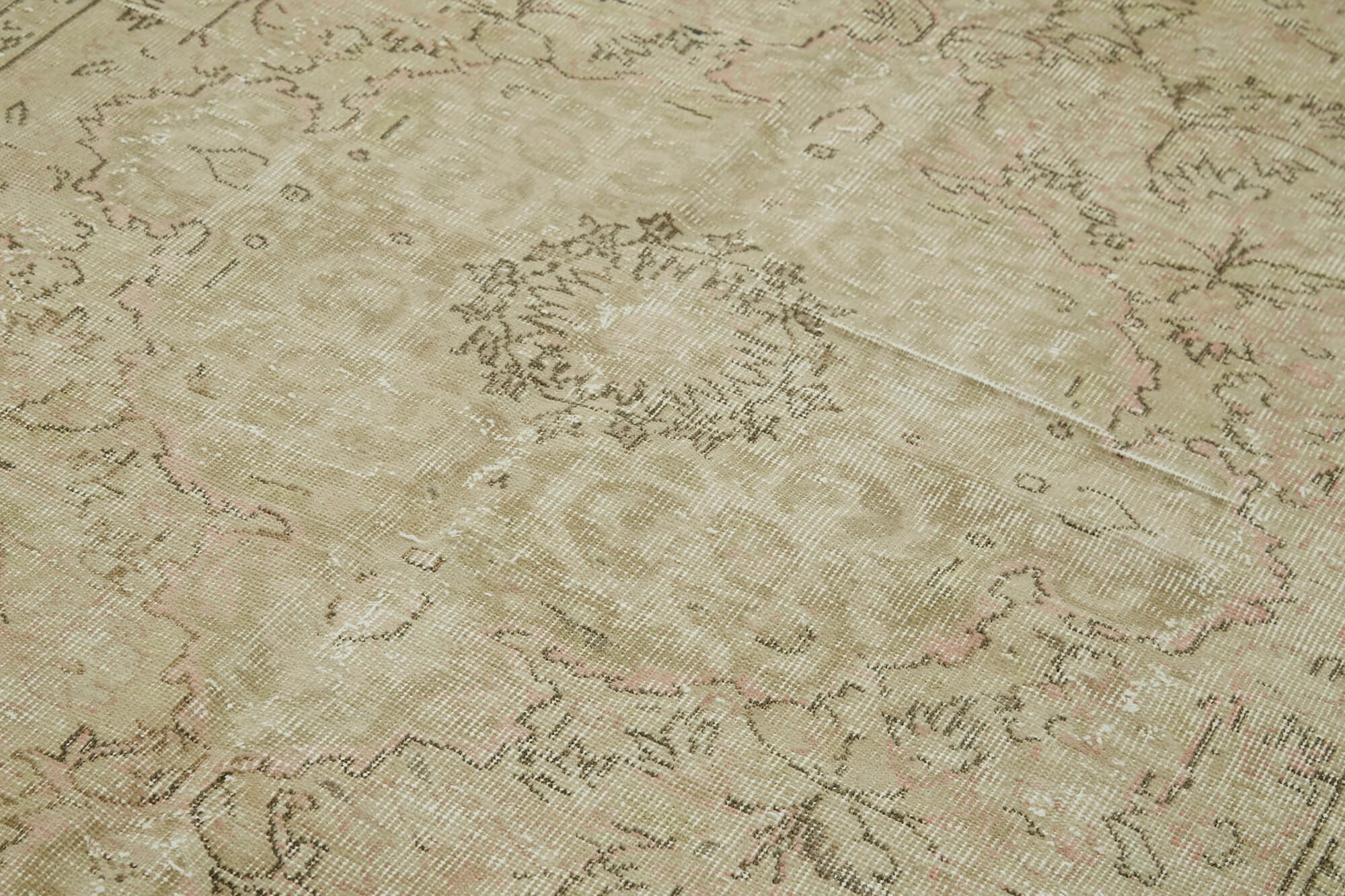 Handmade Wool Area Rug – Vintage Cotton Rug, Beige Wool Carpet 5'5''x8'11''
