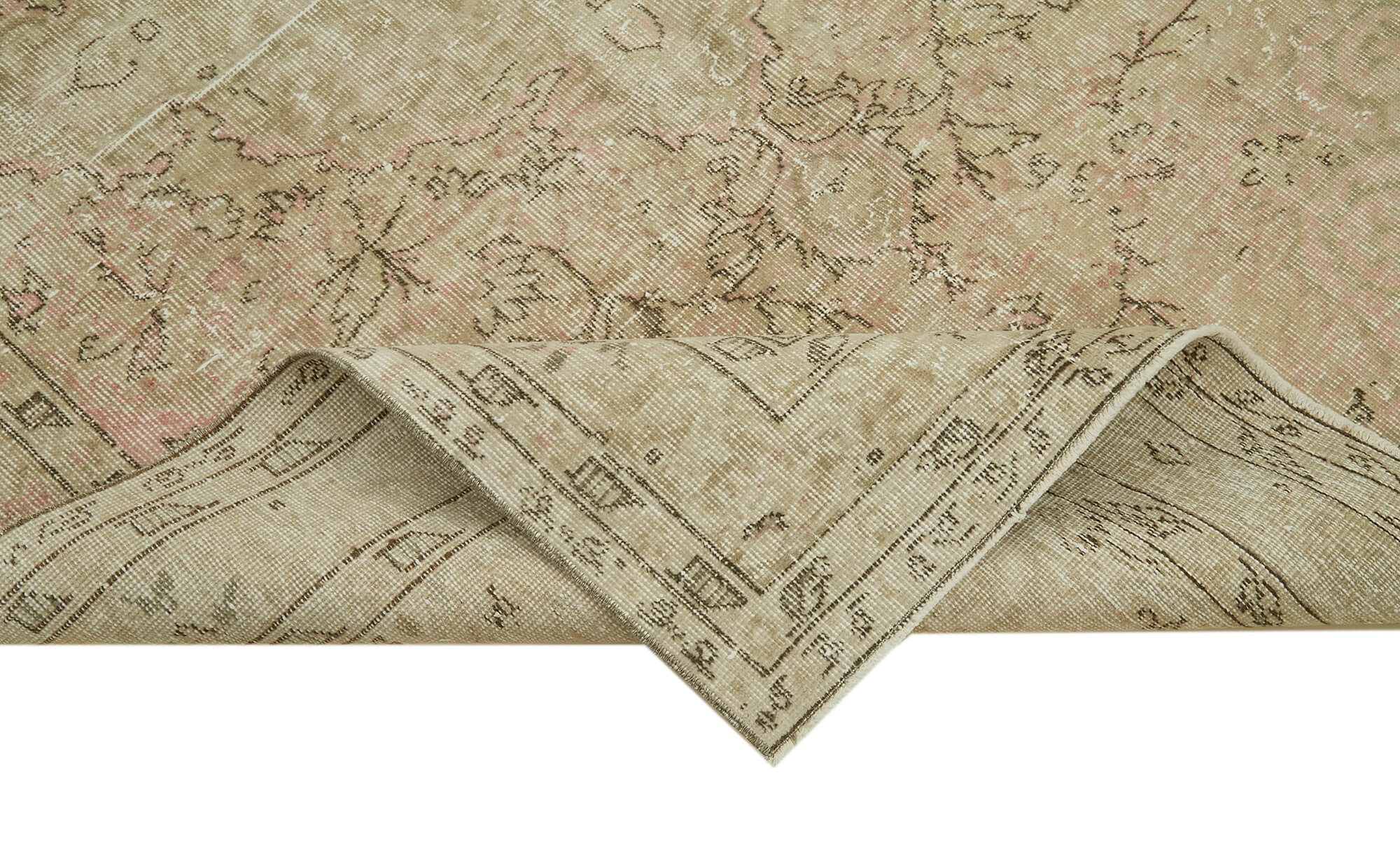 Handmade Wool Area Rug – Vintage Cotton Rug, Beige Wool Carpet 5'5''x8'11''