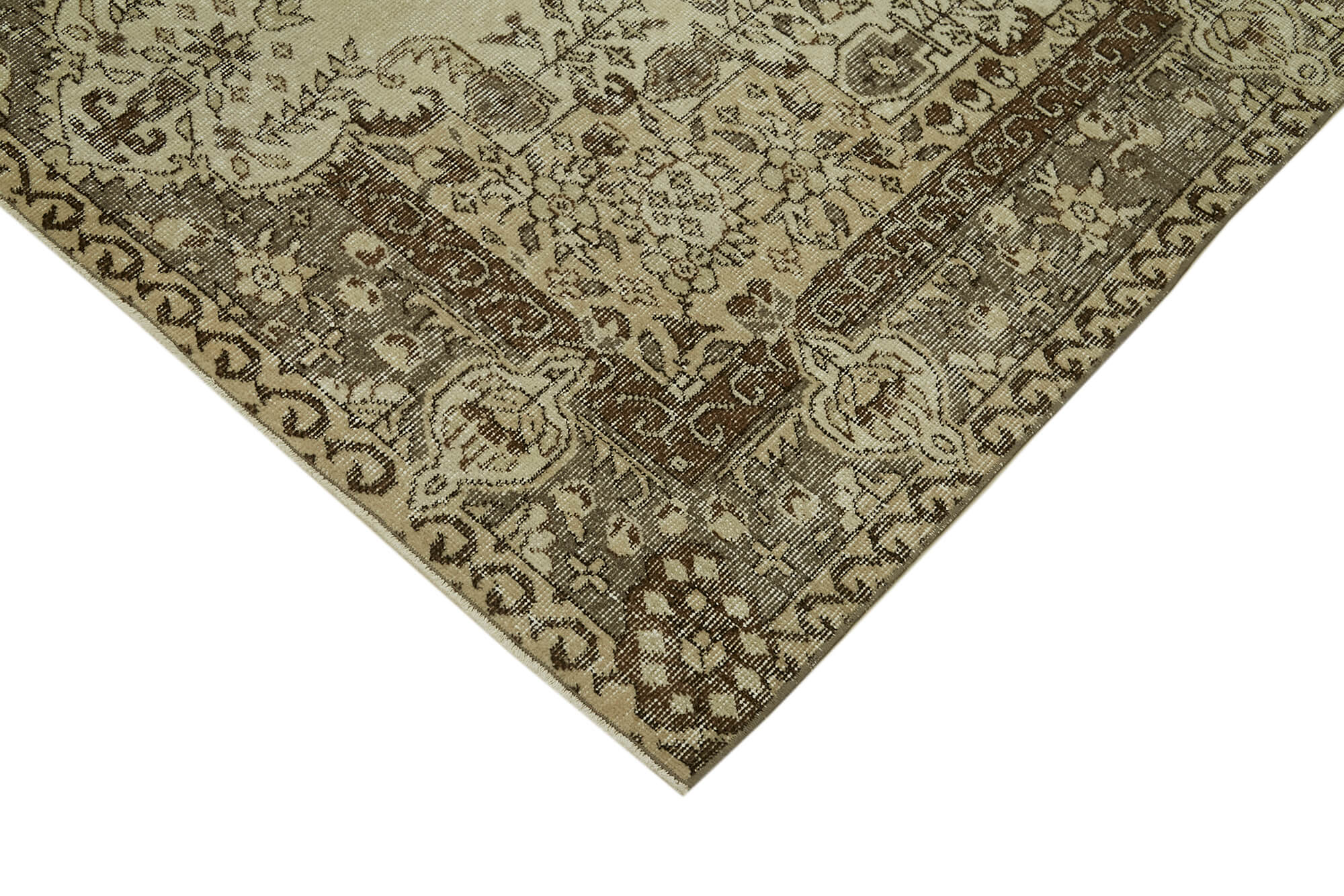 Handmade Vintage Area Rug – Neutral Beige Wool Cotton Rug 5'6''x8'7'' | Rustic Style