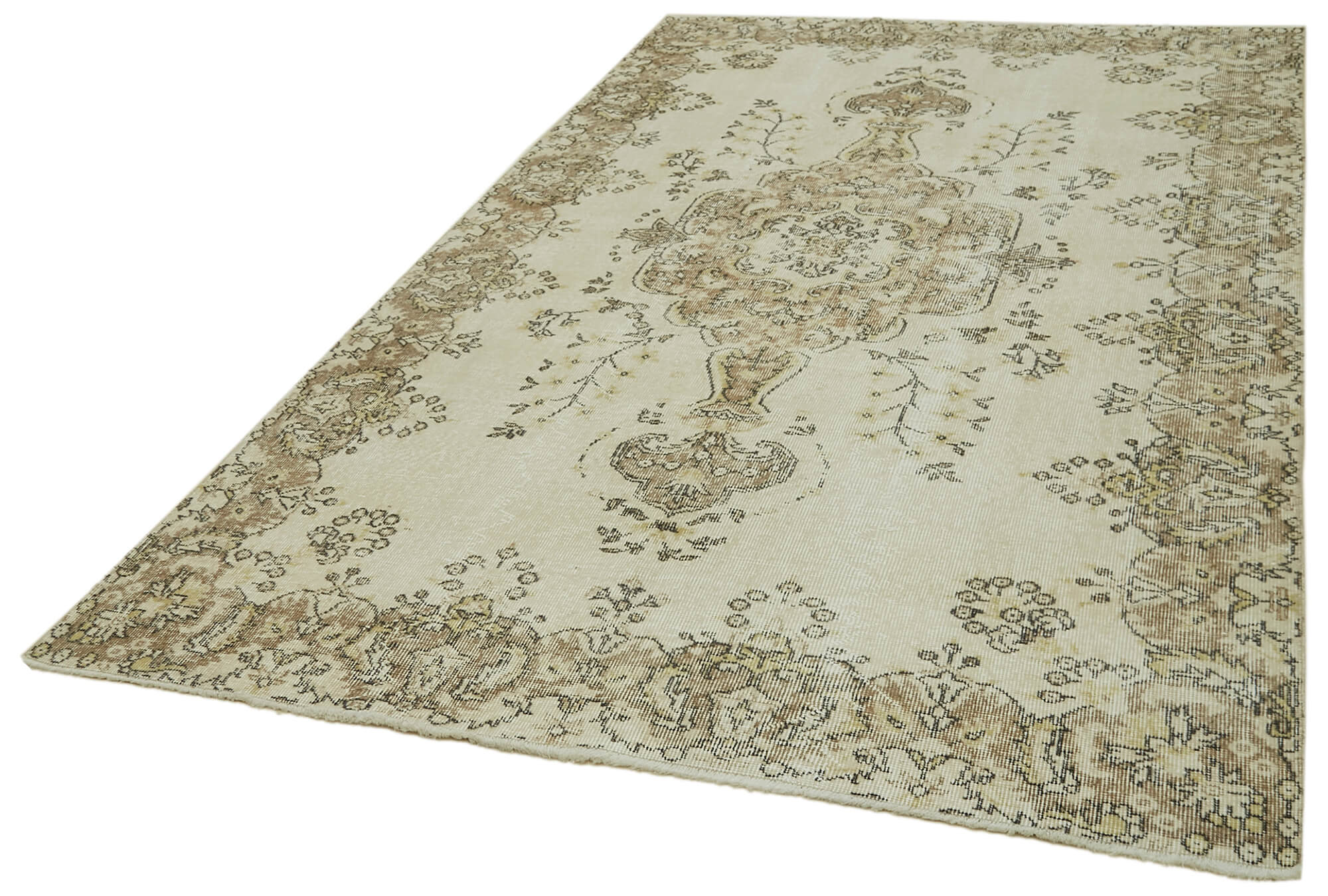 Handmade Wool Area Rug | Traditional Hand Knotted Vintage Cotton Rug – Beige 5'8''x9'5''