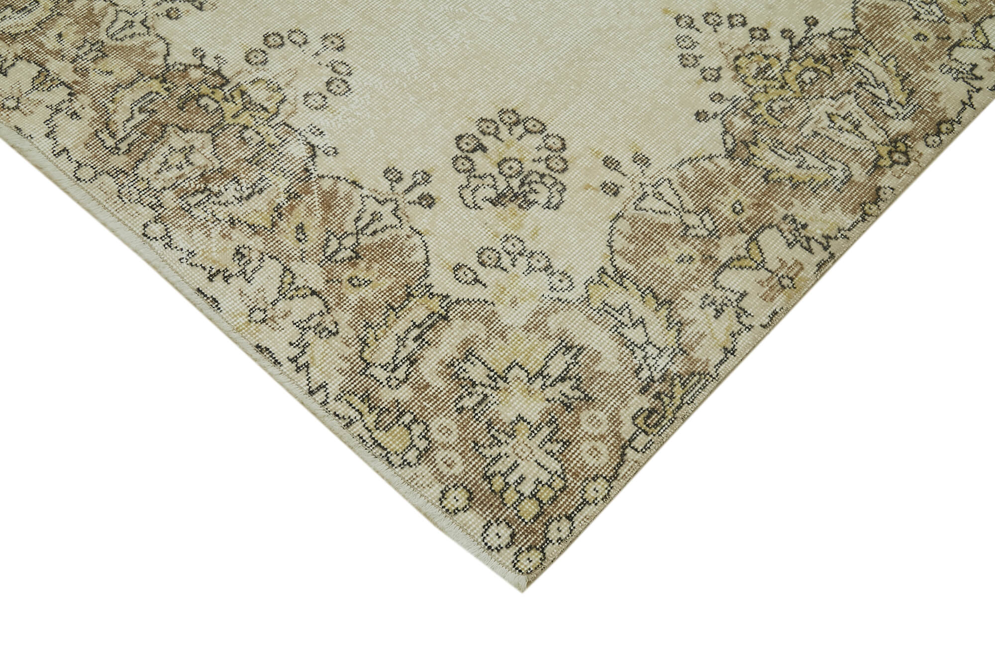 Handmade Wool Area Rug | Traditional Hand Knotted Vintage Cotton Rug – Beige 5'8''x9'5''