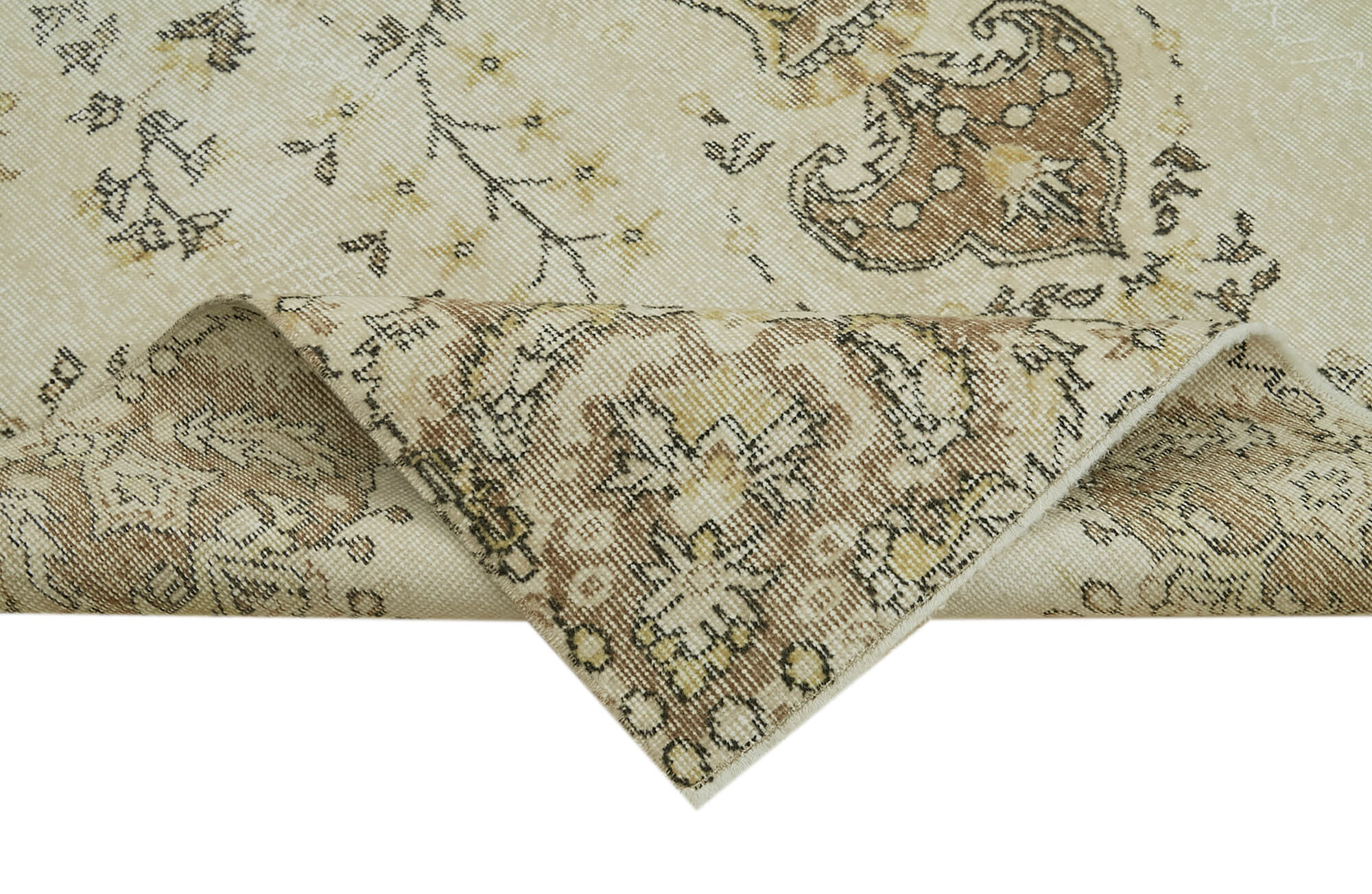 Handmade Wool Area Rug | Traditional Hand Knotted Vintage Cotton Rug – Beige 5'8''x9'5''