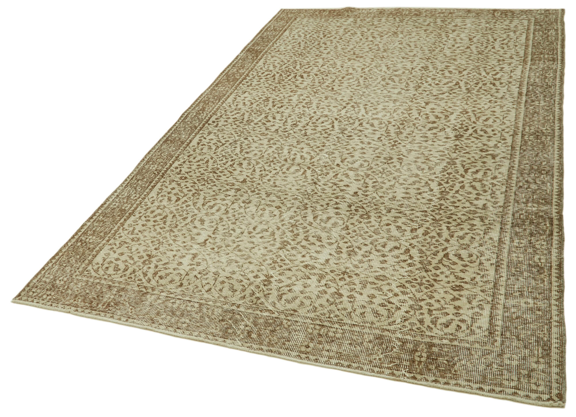 Handmade Wool Area Rug – Vintage Cotton Rug, Beige Wool Carpet 5'5''x9'0''