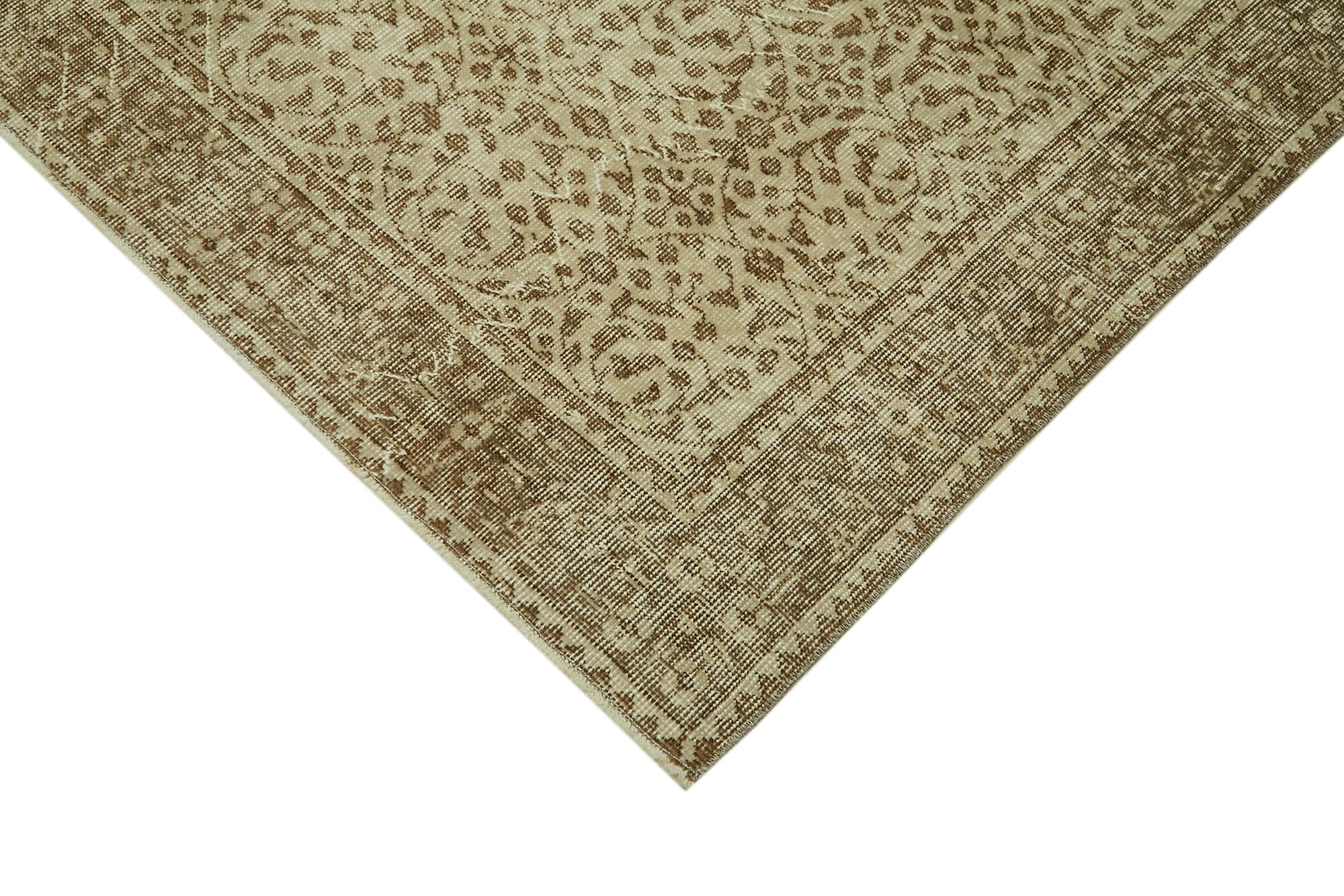 Handmade Wool Area Rug – Vintage Cotton Rug, Beige Wool Carpet 5'5''x9'0''