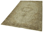 Handmade Wool Area Rug – Vintage Cotton Rug 4'8''x8'5'' | Neutral Beige Classic Carpet