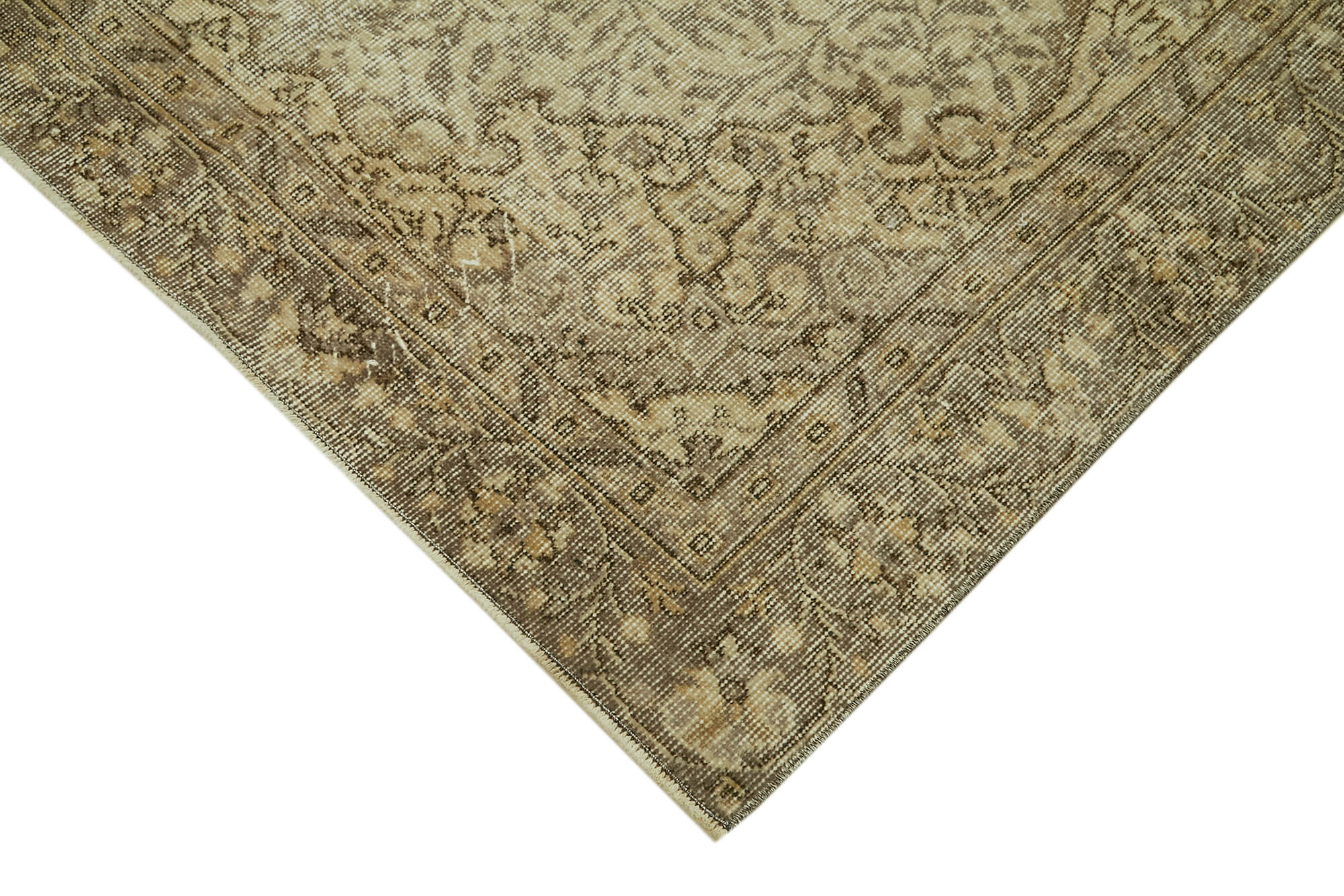Handmade Wool Area Rug – Vintage Cotton Rug 4'8''x8'5'' | Neutral Beige Classic Carpet