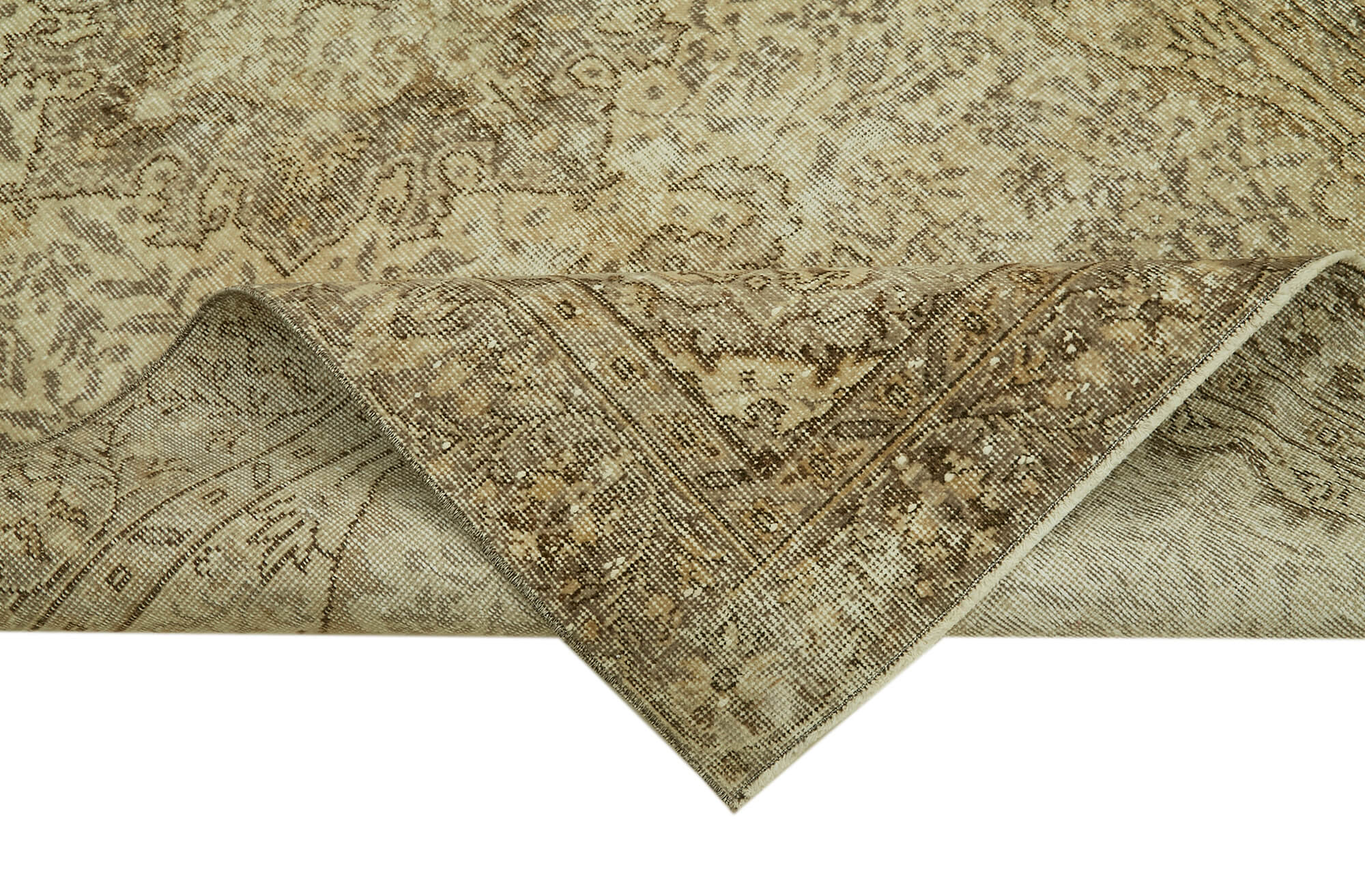 Handmade Wool Area Rug – Vintage Cotton Rug 4'8''x8'5'' | Neutral Beige Classic Carpet