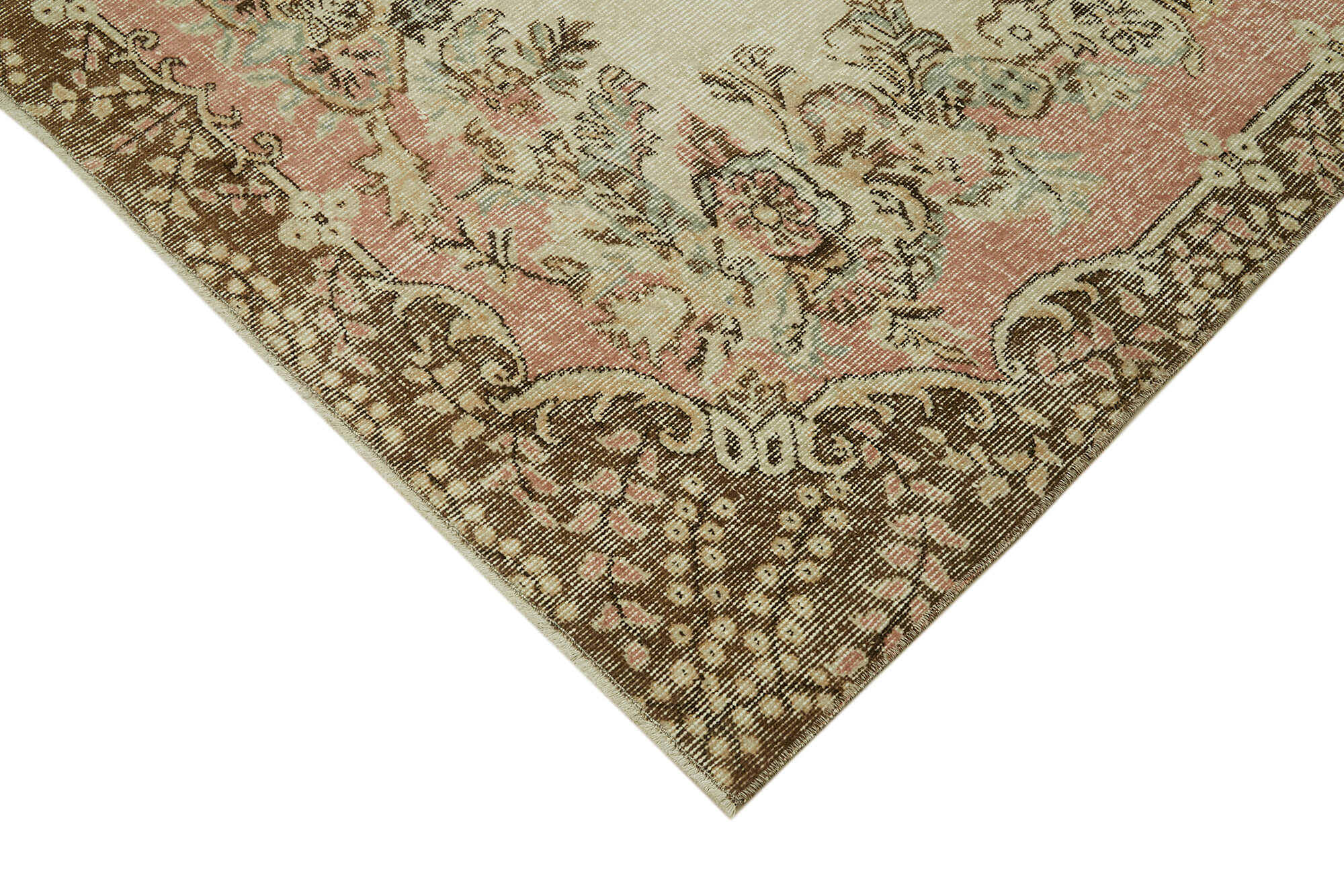 Handmade Wool Area Rug – Vintage Cotton Rug, Beige 5'6'' x 8'6'' Soft Floor Covering