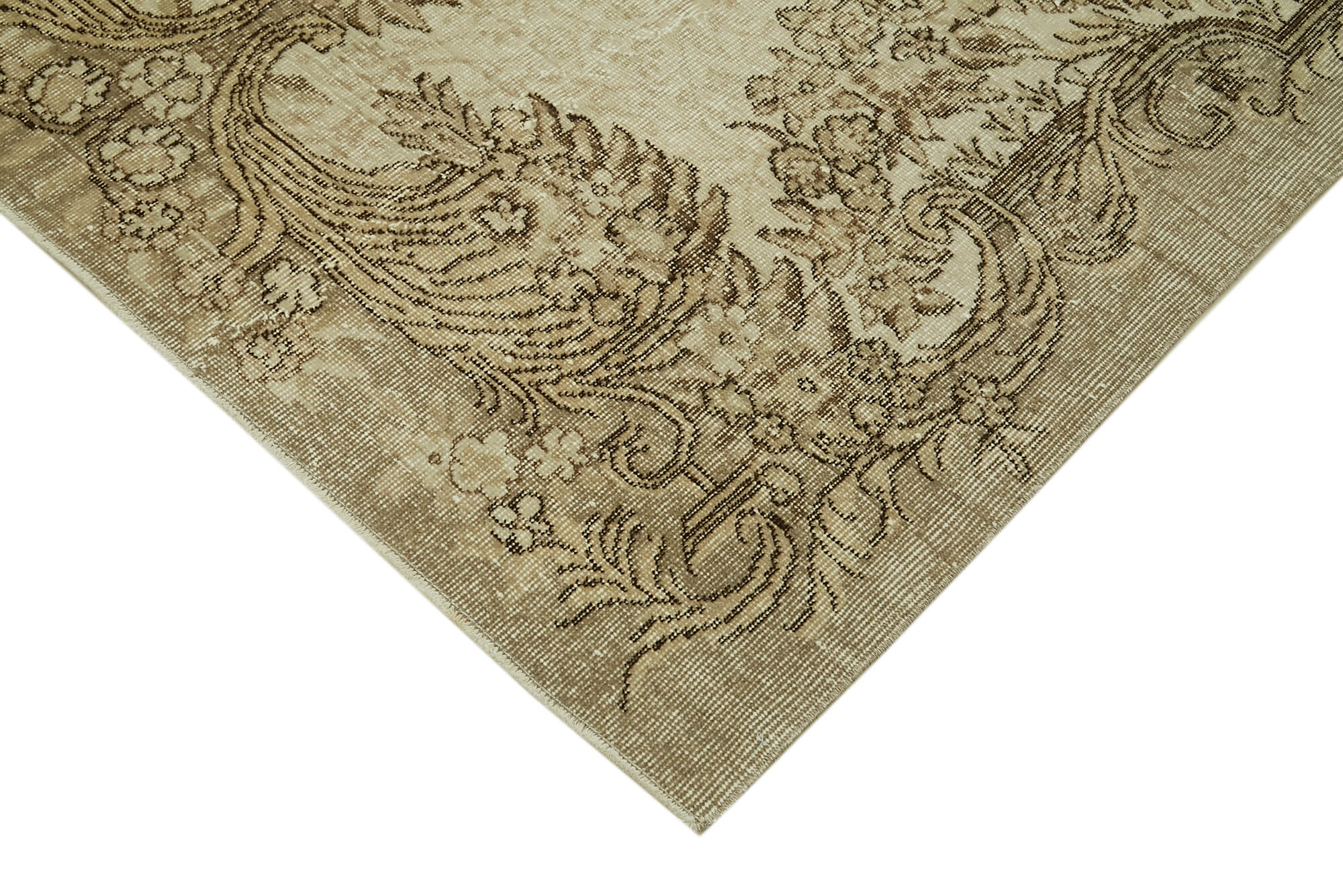 Handmade Wool Area Rug – Vintage Cotton Rug | Beige Turkish Wool Carpet 5'7''x9'2''