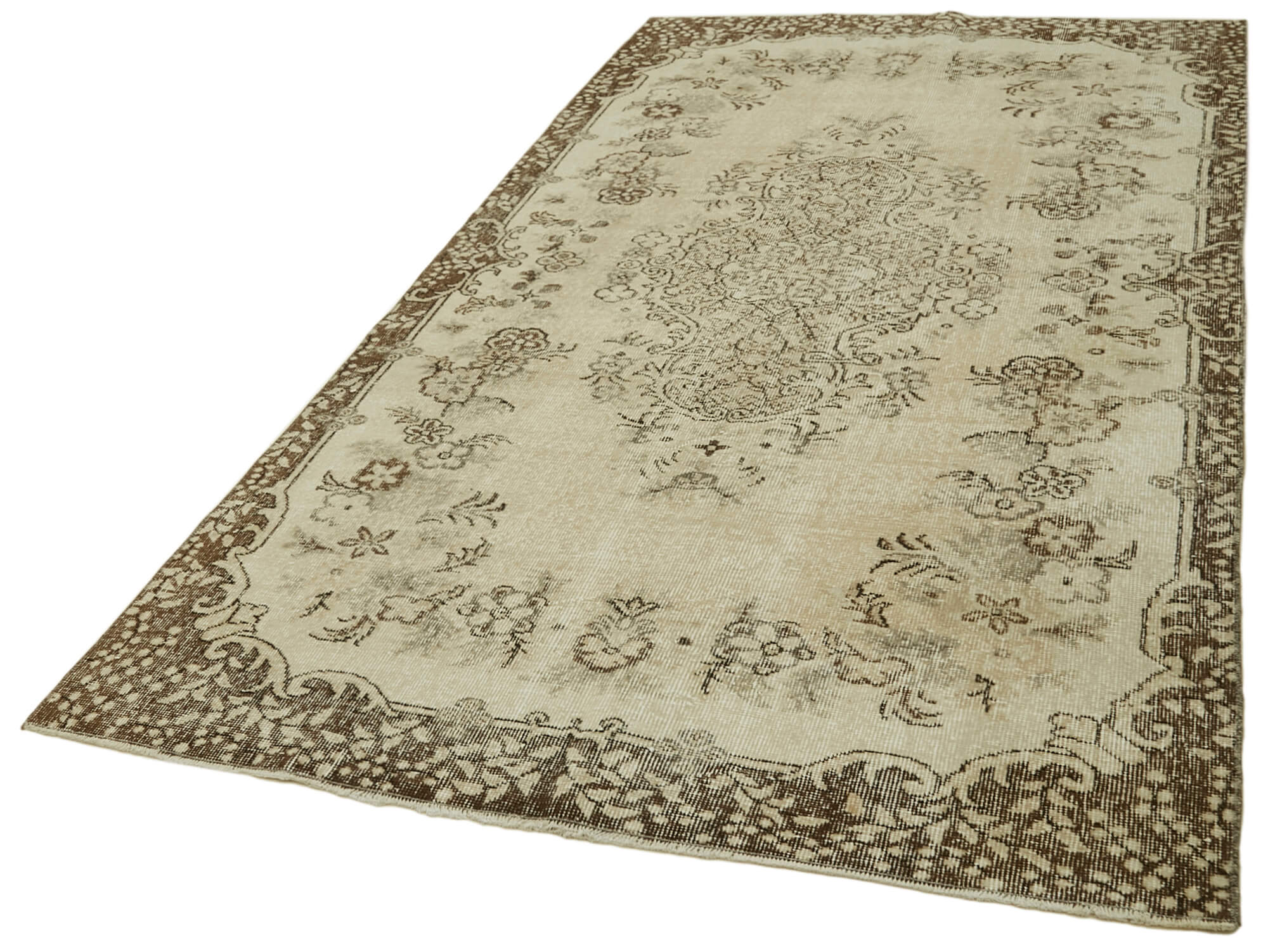 Handmade Wool Area Rug – Vintage Cotton Rug, Soft Wool Carpet 4'11''x9'1''