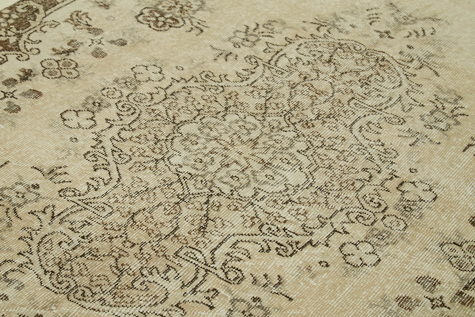 Handmade Wool Area Rug – Vintage Cotton Rug, Soft Wool Carpet 4'11''x9'1''