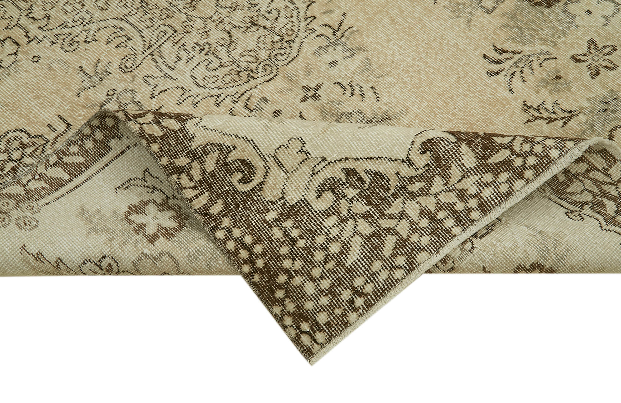 Handmade Wool Area Rug – Vintage Cotton Rug, Soft Wool Carpet 4'11''x9'1''