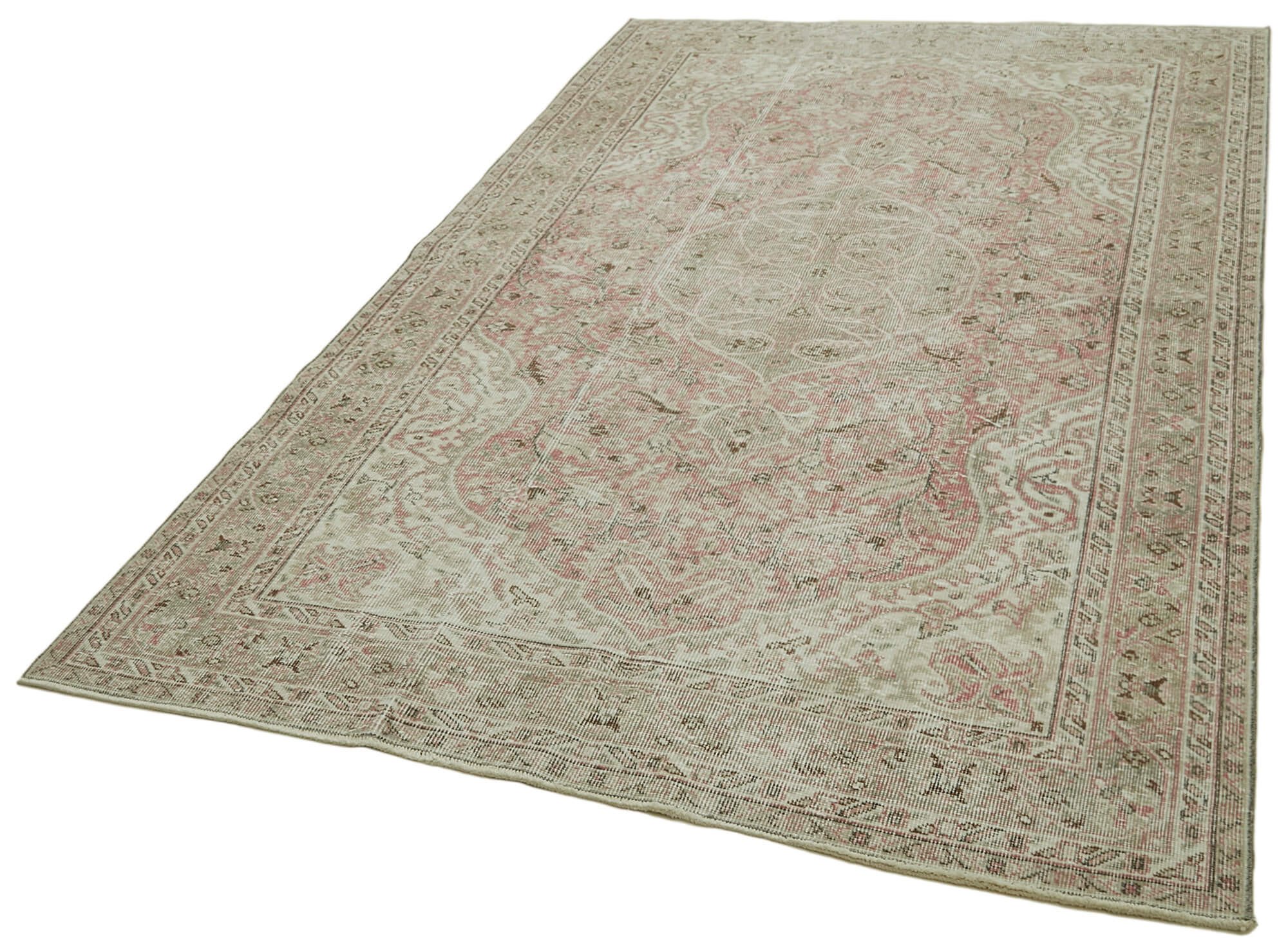 Vintage Handmade Area Rug – Hand Woven Rug Cotton Wool Carpet 5'2''x8'7'' Beige