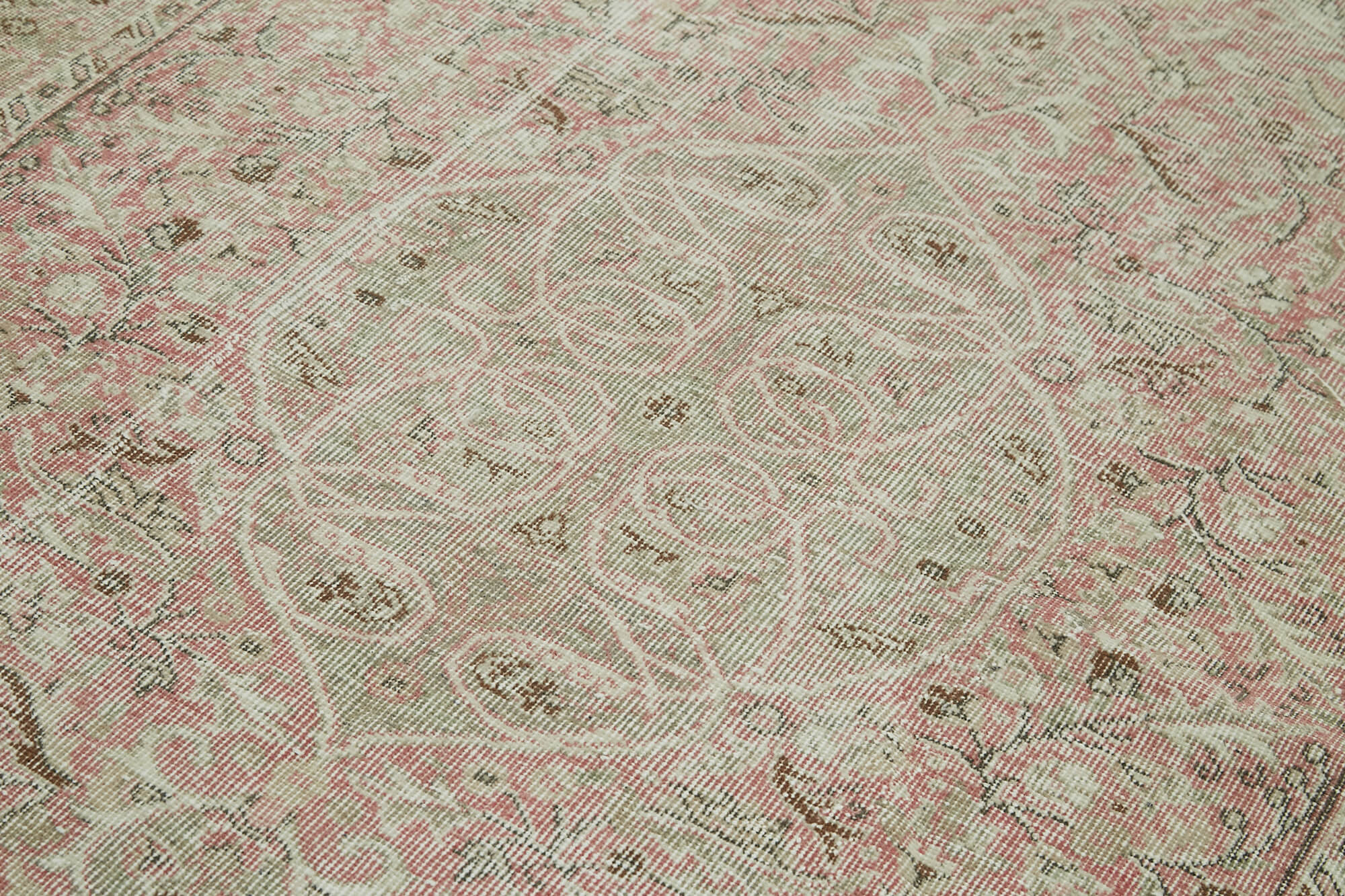 Vintage Handmade Area Rug – Hand Woven Rug Cotton Wool Carpet 5'2''x8'7'' Beige