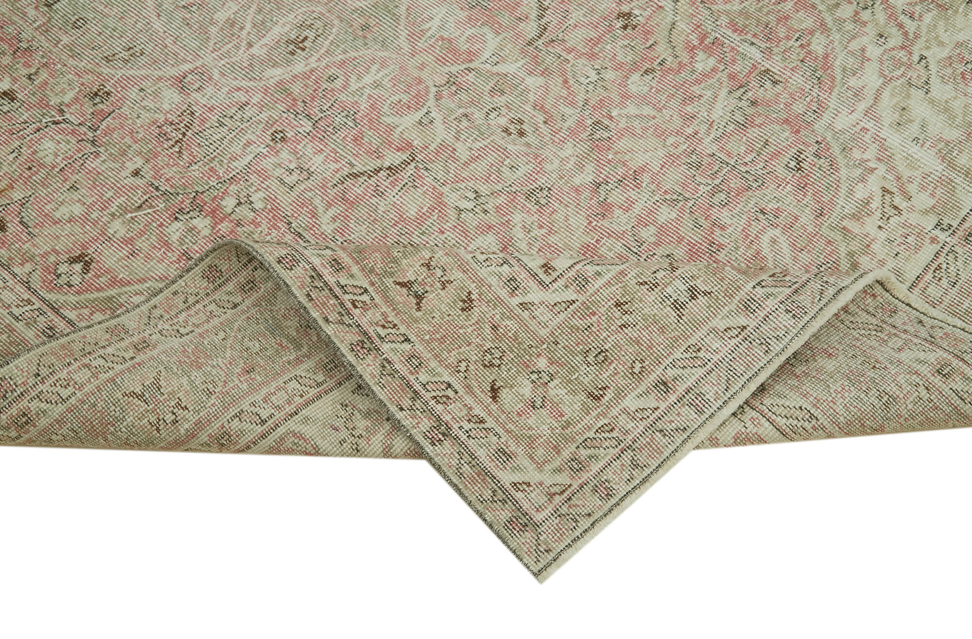 Vintage Handmade Area Rug – Hand Woven Rug Cotton Wool Carpet 5'2''x8'7'' Beige