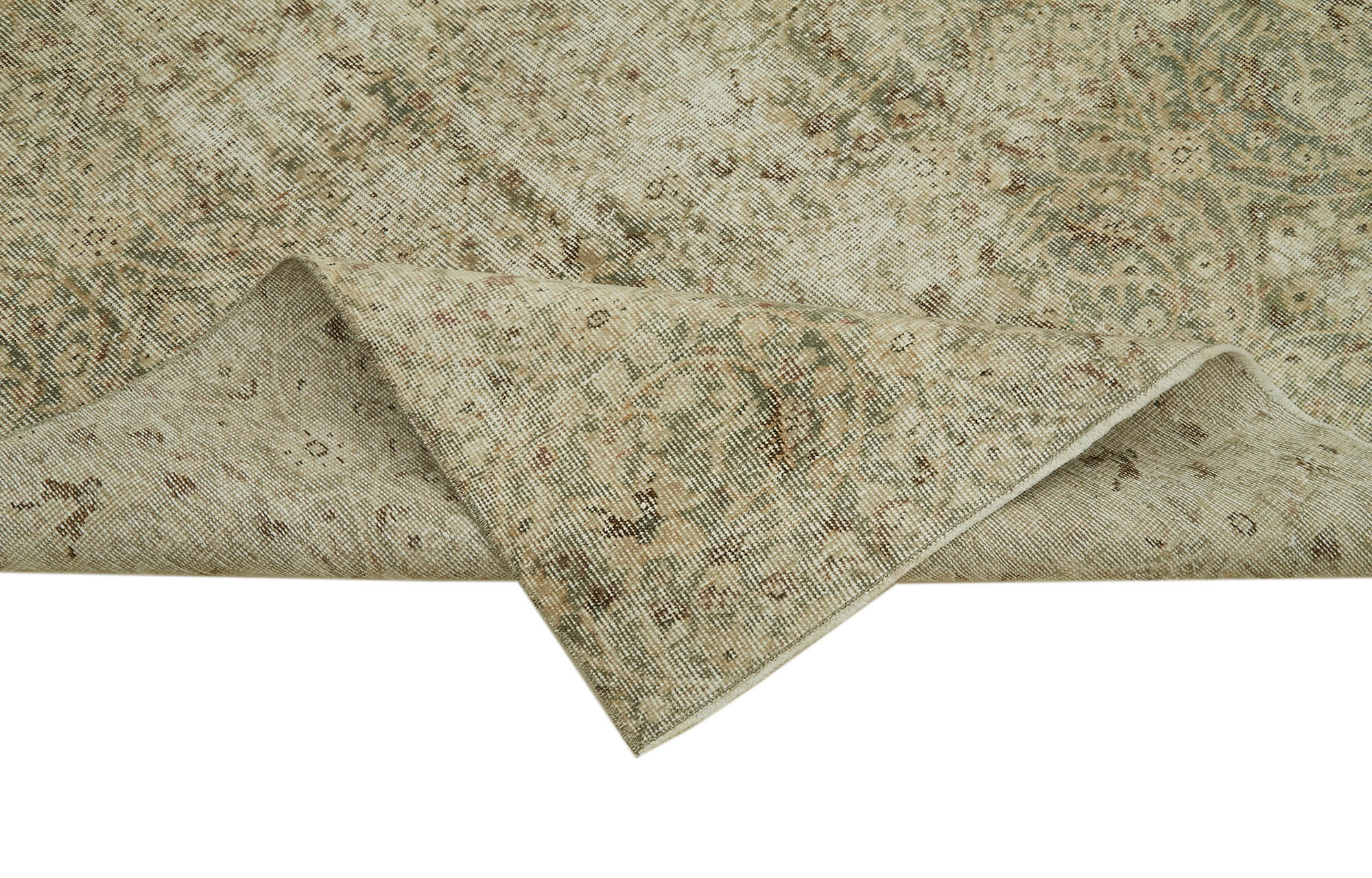 Vintage Cotton Wool Rug - Handmade Area Rug 5'1'' x 8'11'' | Durable Neutral Beige Carpet