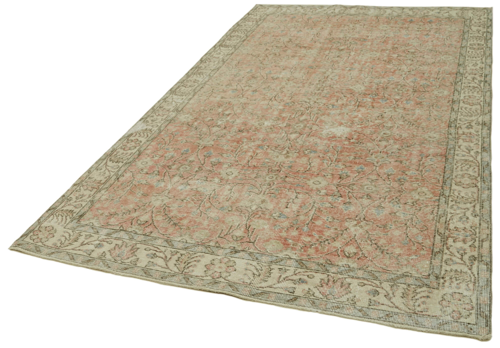 Handmade Wool Area Rug | Turkish Vintage Rug with Soft Wool Texture & Durable Design