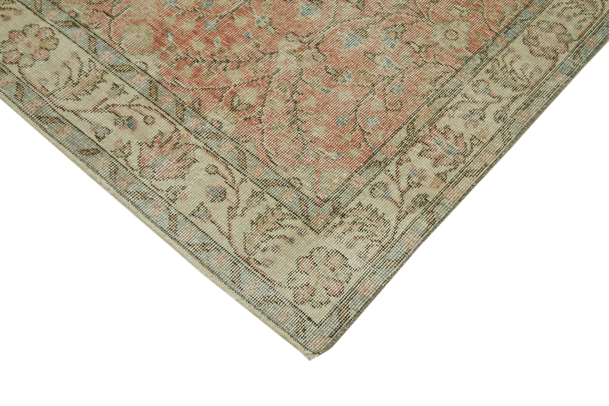 Handmade Wool Area Rug | Turkish Vintage Rug with Soft Wool Texture & Durable Design