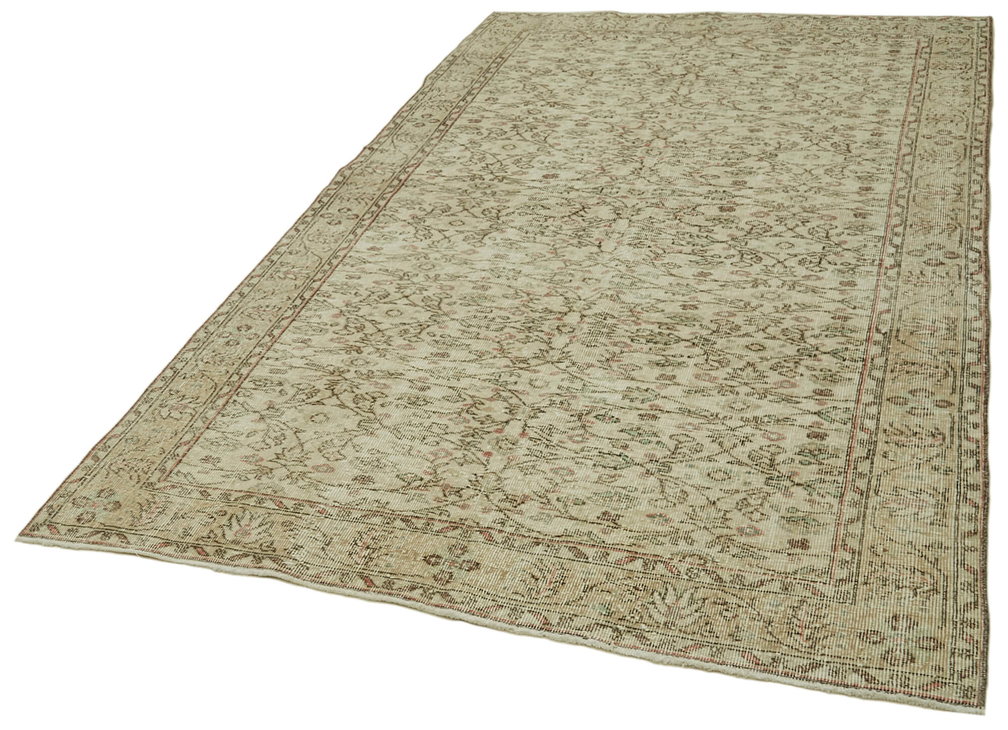 Handmade Wool Area Rug | Turkish Wool Rug - Classic Vintage Carpet Beige
