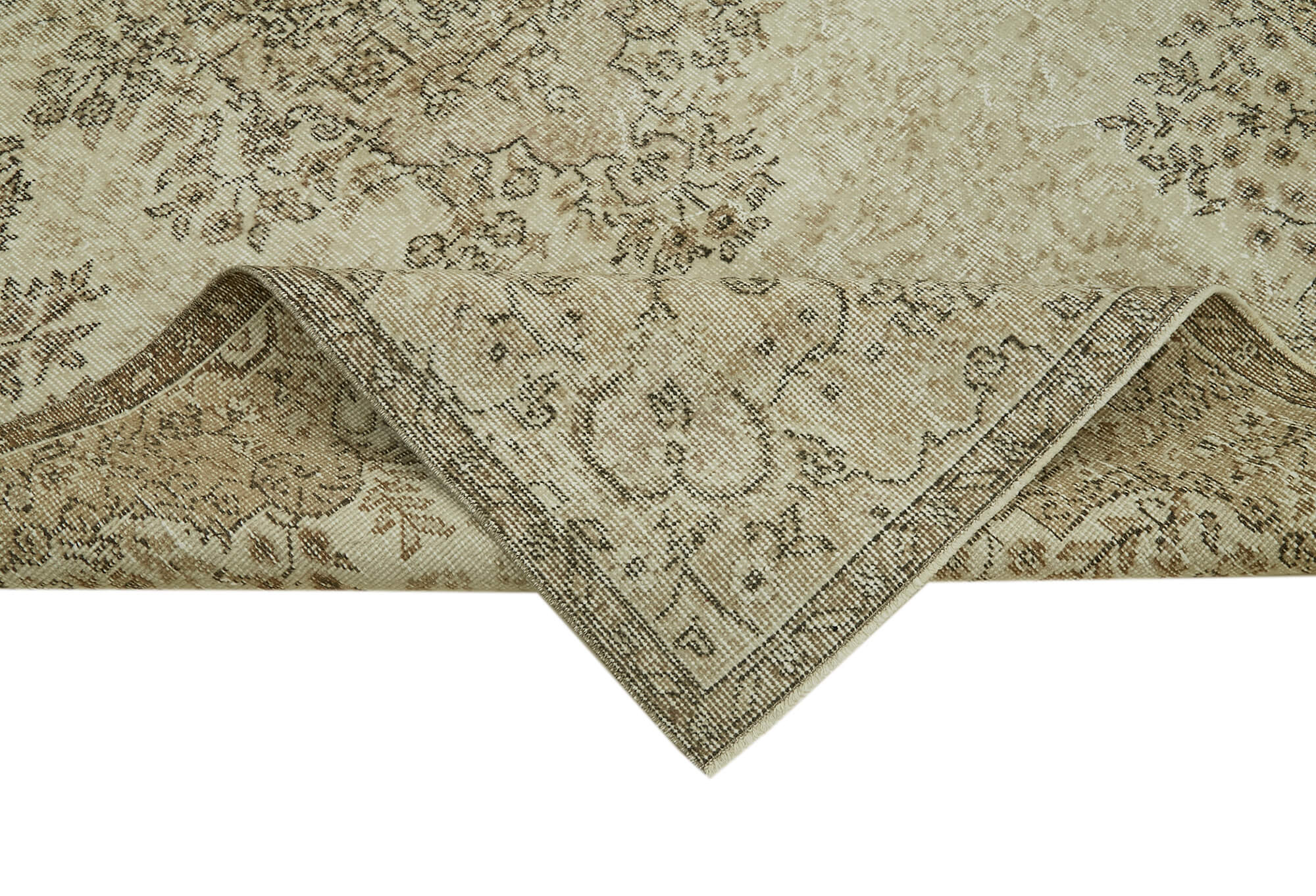 Handmade Vintage Area Rug – Beige Wool Rug 5x8 | Turkish Hand Knotted Carpet