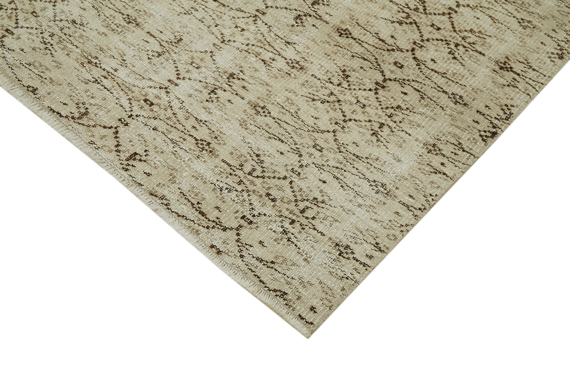 Handmade Area Rug – Vintage Wool Rug Beige Cotton Wool Carpet 4'2''x8'1''