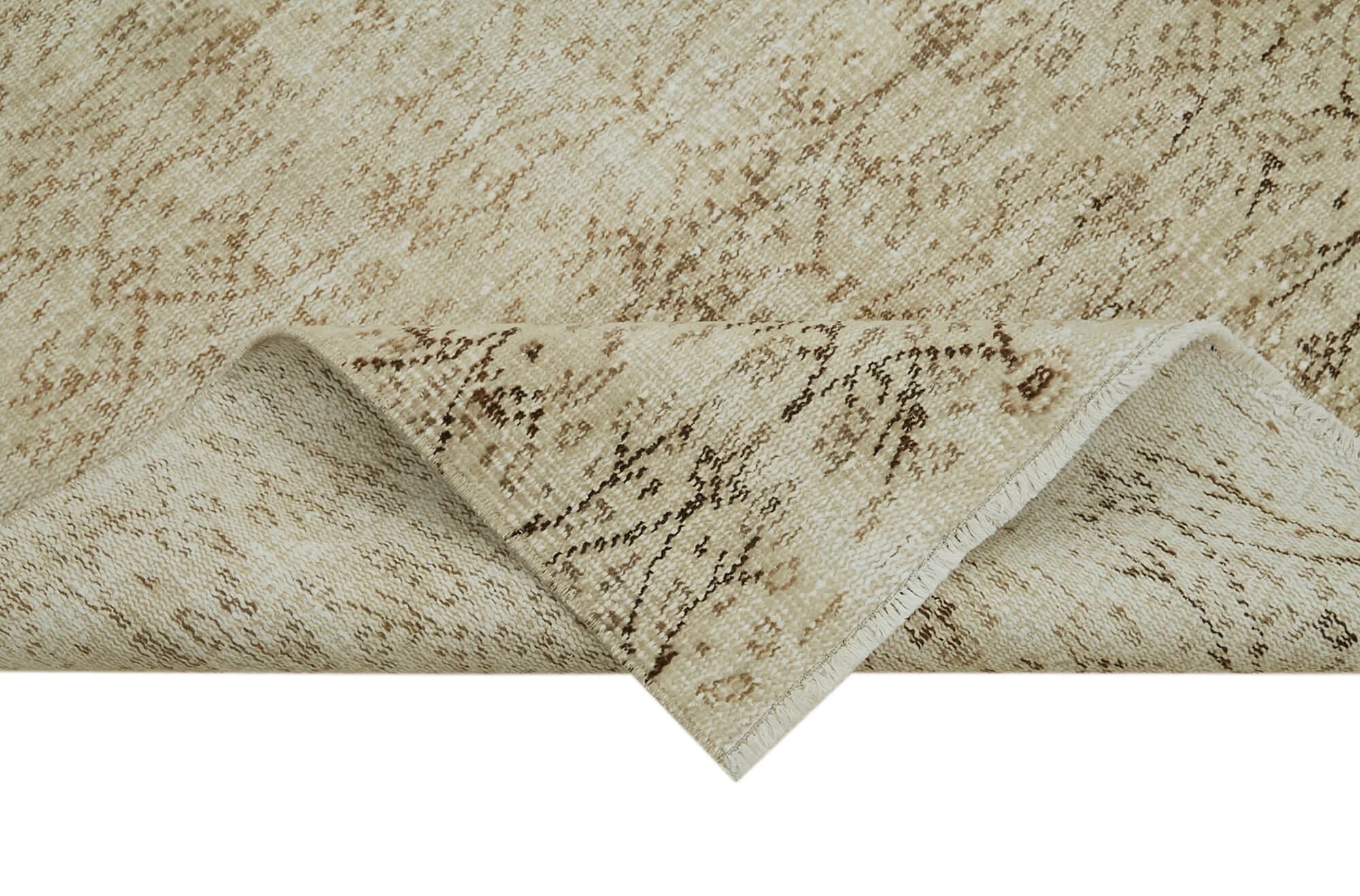 Handmade Area Rug – Vintage Wool Rug Beige Cotton Wool Carpet 4'2''x8'1''