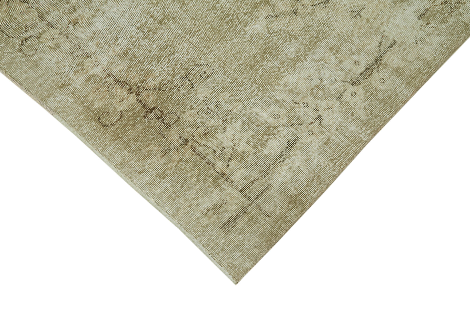 Handmade Vintage Area Rug – Beige Wool Carpet, Turkish Cotton Rug 6'2''x9'5''