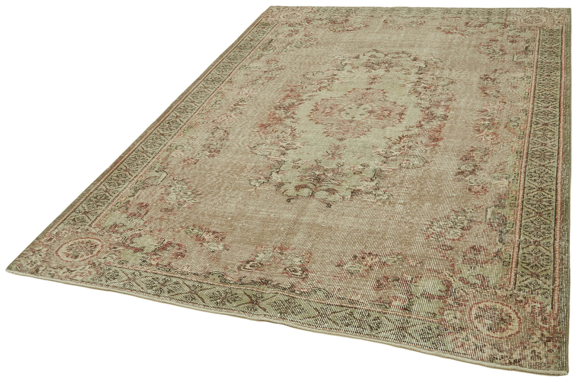 Handmade Wool Area Rug – Vintage Cotton Rug 5'10" x 8'4" | Beige Wool Carpet