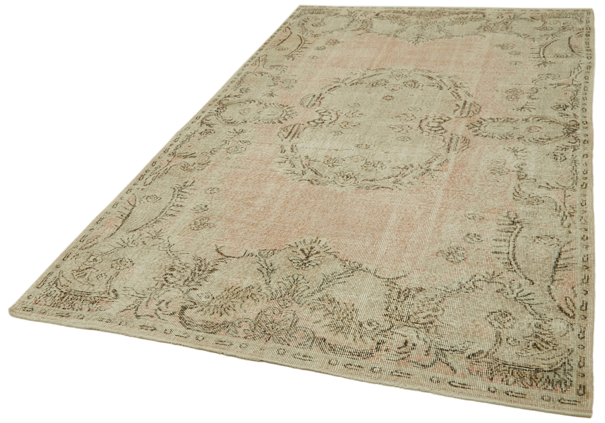 Handmade Vintage Area Rug – Beige Cotton Wool Blend | Turkish Hand Knotted Classic