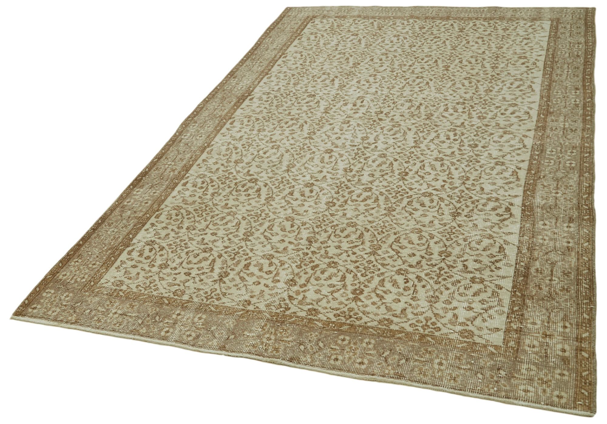 Handmade Wool Area Rug - Traditional Hand Knotted Vintage Cotton Rug Beige 5'1''x8'6''