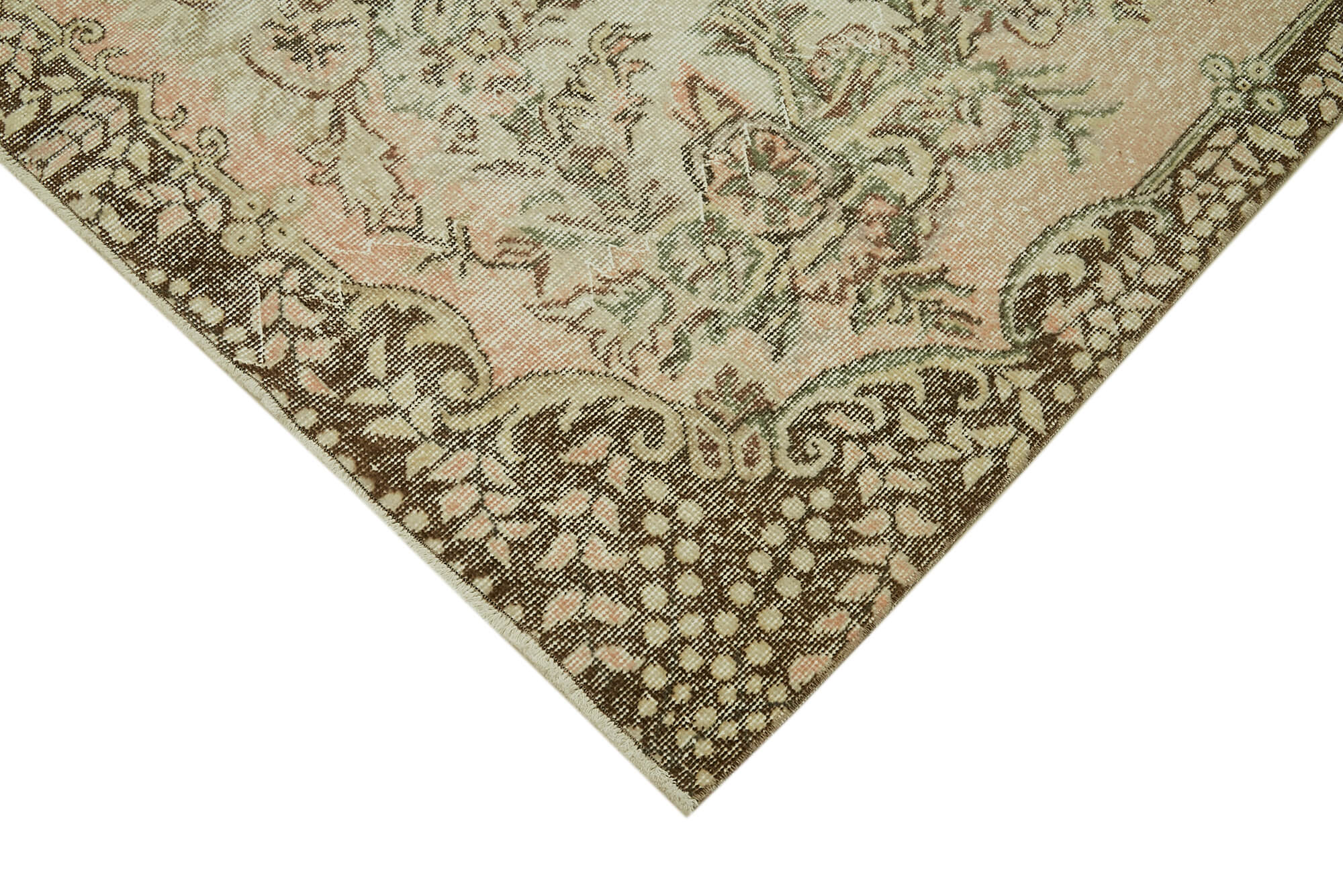 Handmade Vintage Area Rug - Beige Wool Carpet 5'7'' x 9'2'' Soft Cotton Blend