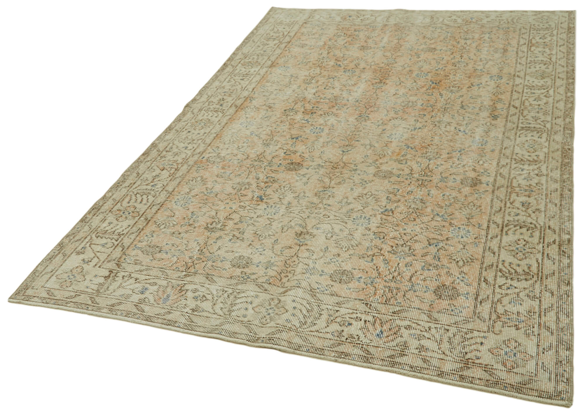 Handmade Wool Area Rug – Vintage Cotton Rug With Soft Wool Carpet, Beige