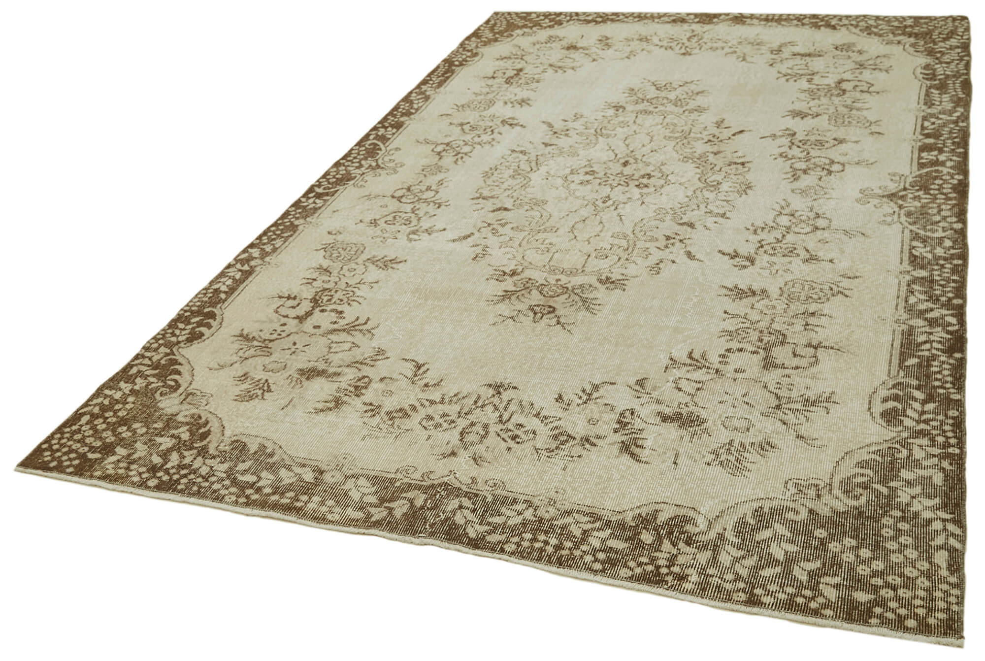 Handmade Wool Area Rug – Vintage Cotton Rug Beige 6'x9'7'' Hand Woven Carpet