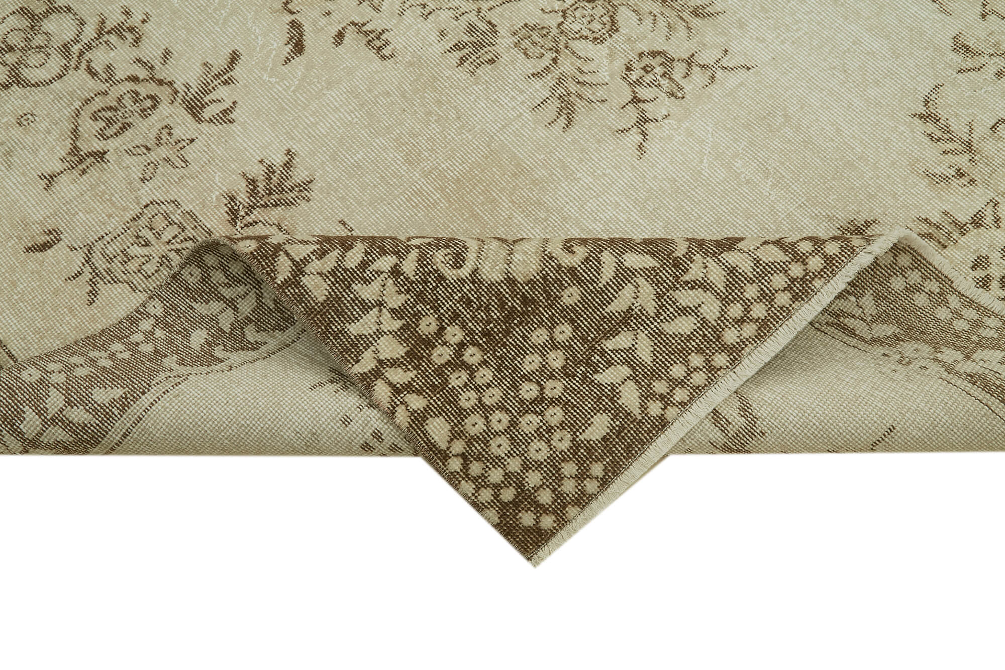 Handmade Wool Area Rug – Vintage Cotton Rug Beige 6'x9'7'' Hand Woven Carpet