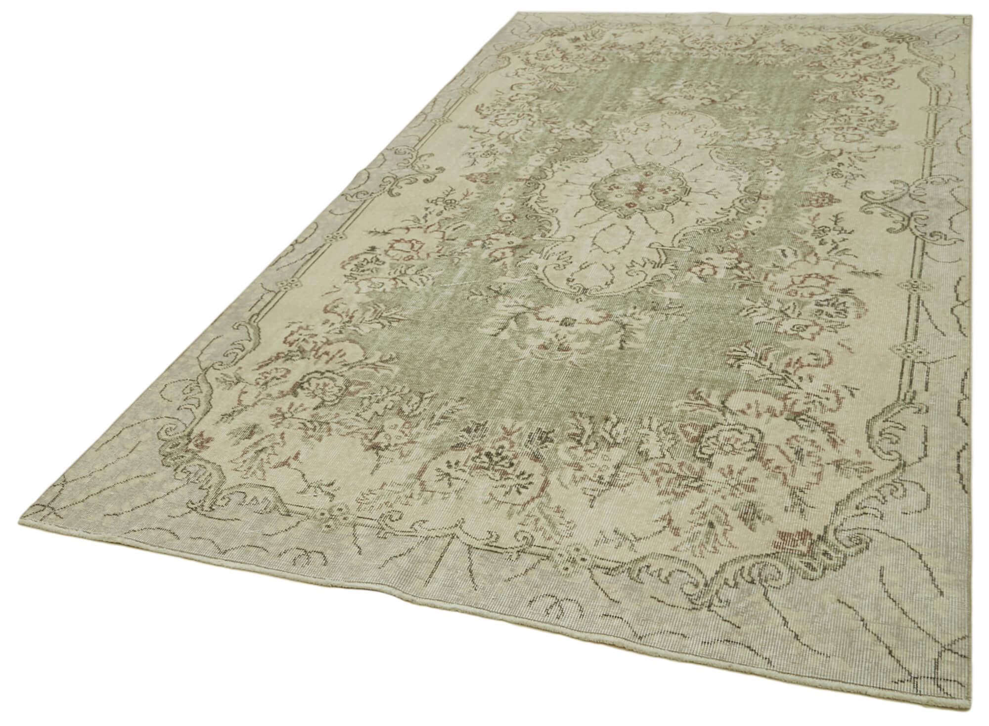 Vintage Wool Area Rug – Handmade Cotton Rug | Turkish Hand Knotted Beige Carpet 5'5''x10'