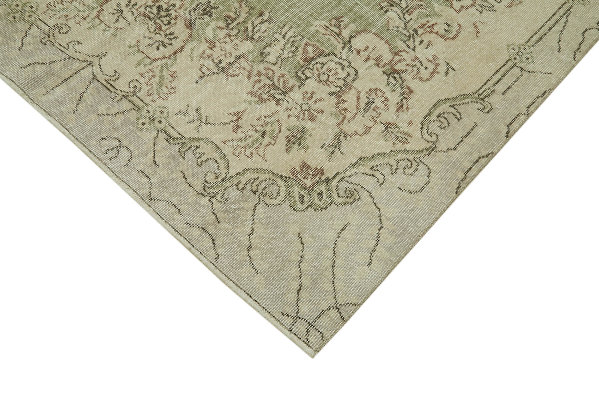 Vintage Wool Area Rug – Handmade Cotton Rug | Turkish Hand Knotted Beige Carpet 5'5''x10'