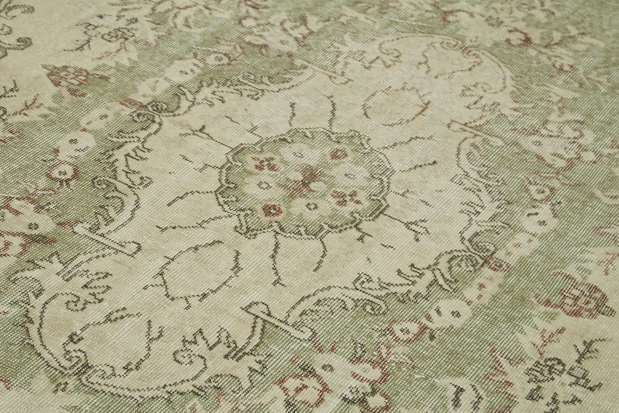 Vintage Wool Area Rug – Handmade Cotton Rug | Turkish Hand Knotted Beige Carpet 5'5''x10'