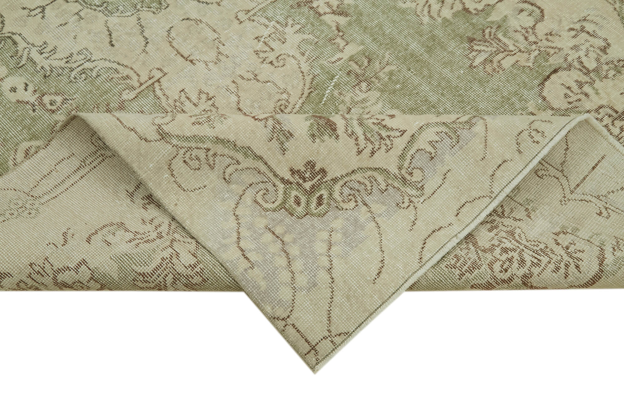 Vintage Wool Area Rug – Handmade Cotton Rug | Turkish Hand Knotted Beige Carpet 5'5''x10'